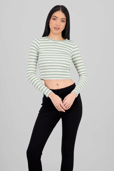 Striped Long Sleeve Top WHITE COMBO