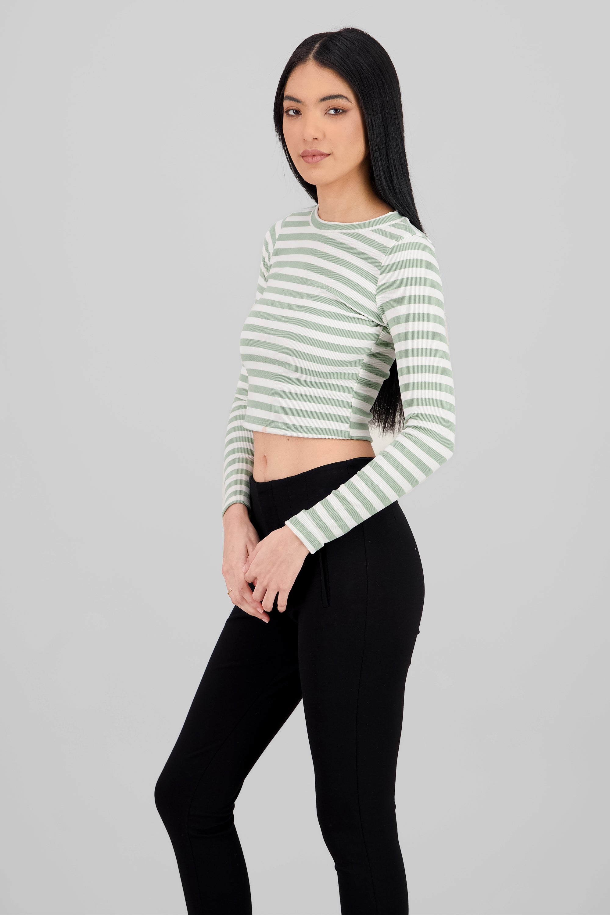 Striped Long Sleeve Top WHITE COMBO