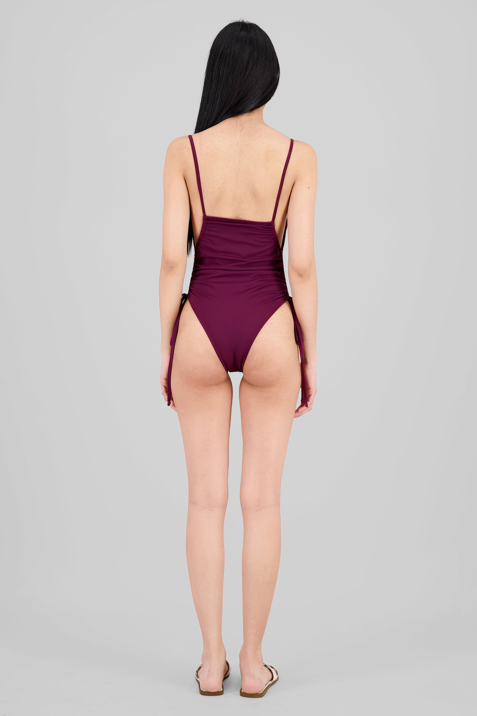 Ruched Side Swimsuit BURGUNDY