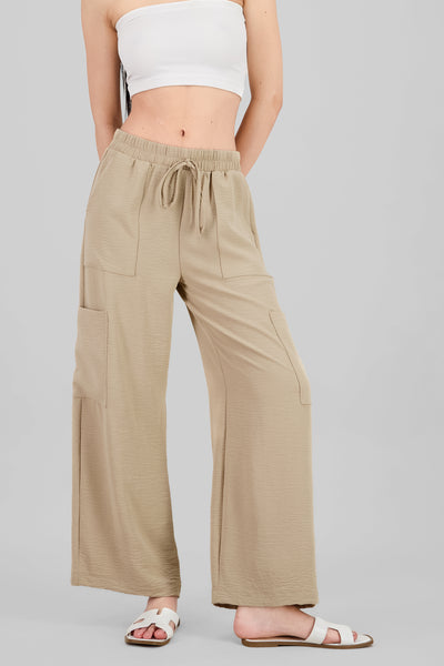 Textured Pants with Pockets BEIGE