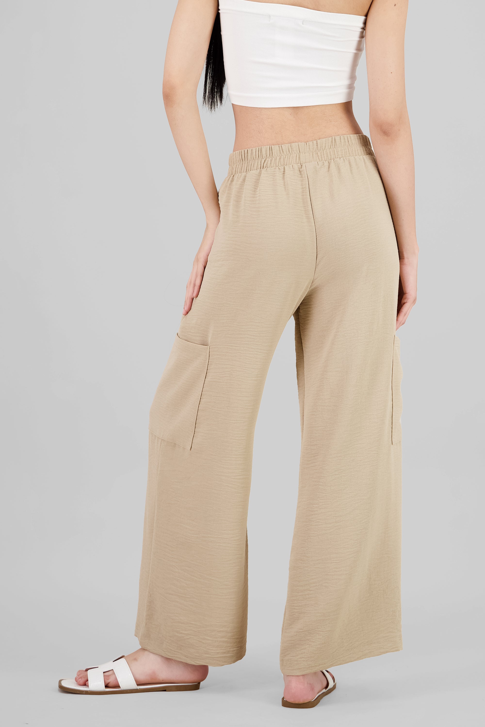 Textured Pants with Pockets BEIGE