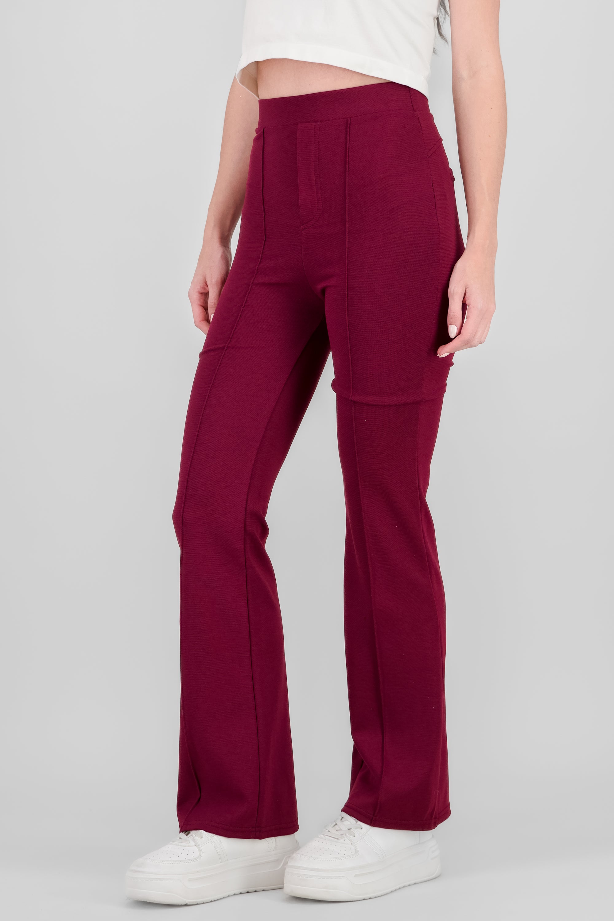 Flared Pants with pleats BURGUNDY