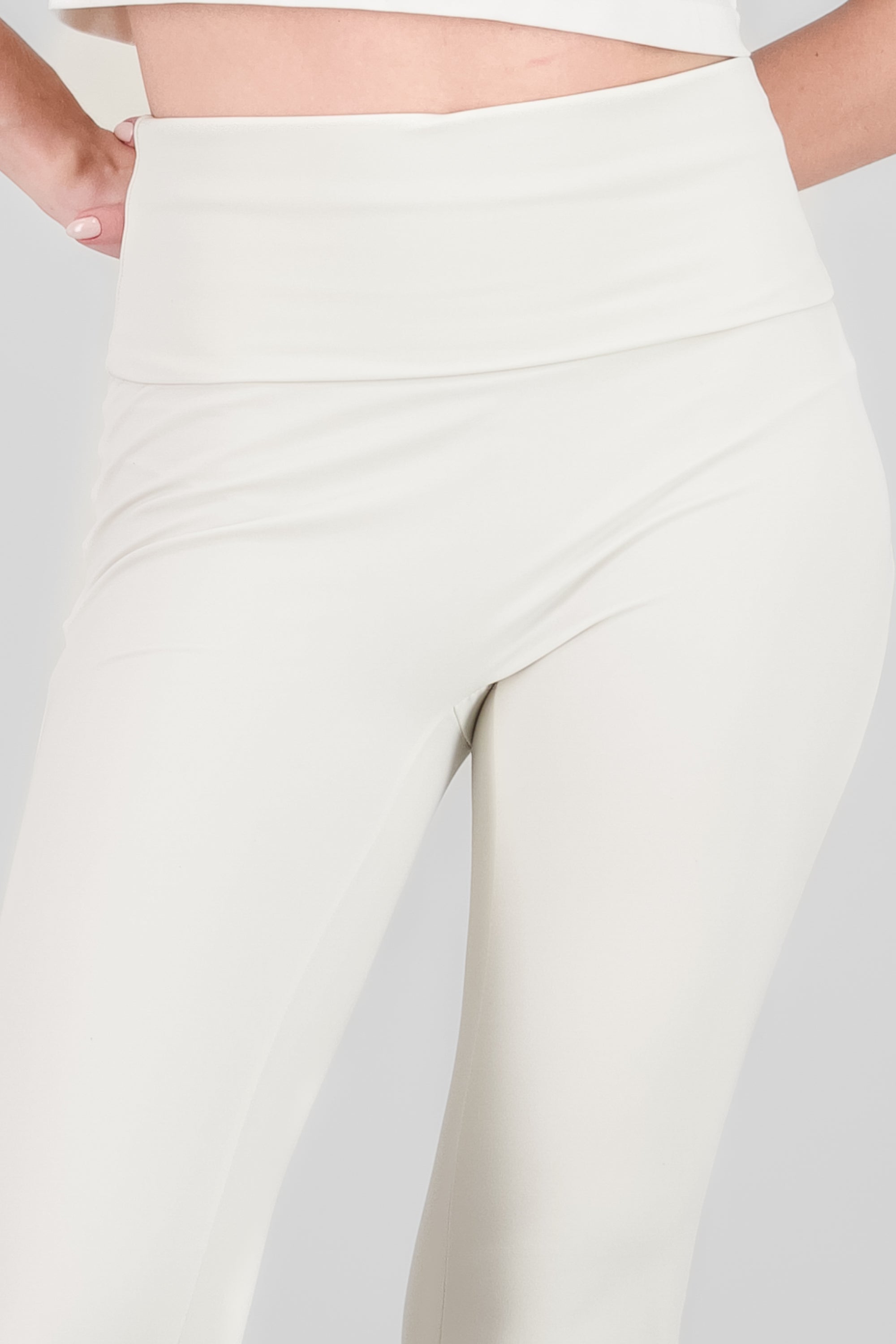 Double Waistband Flared Leggings IVORY