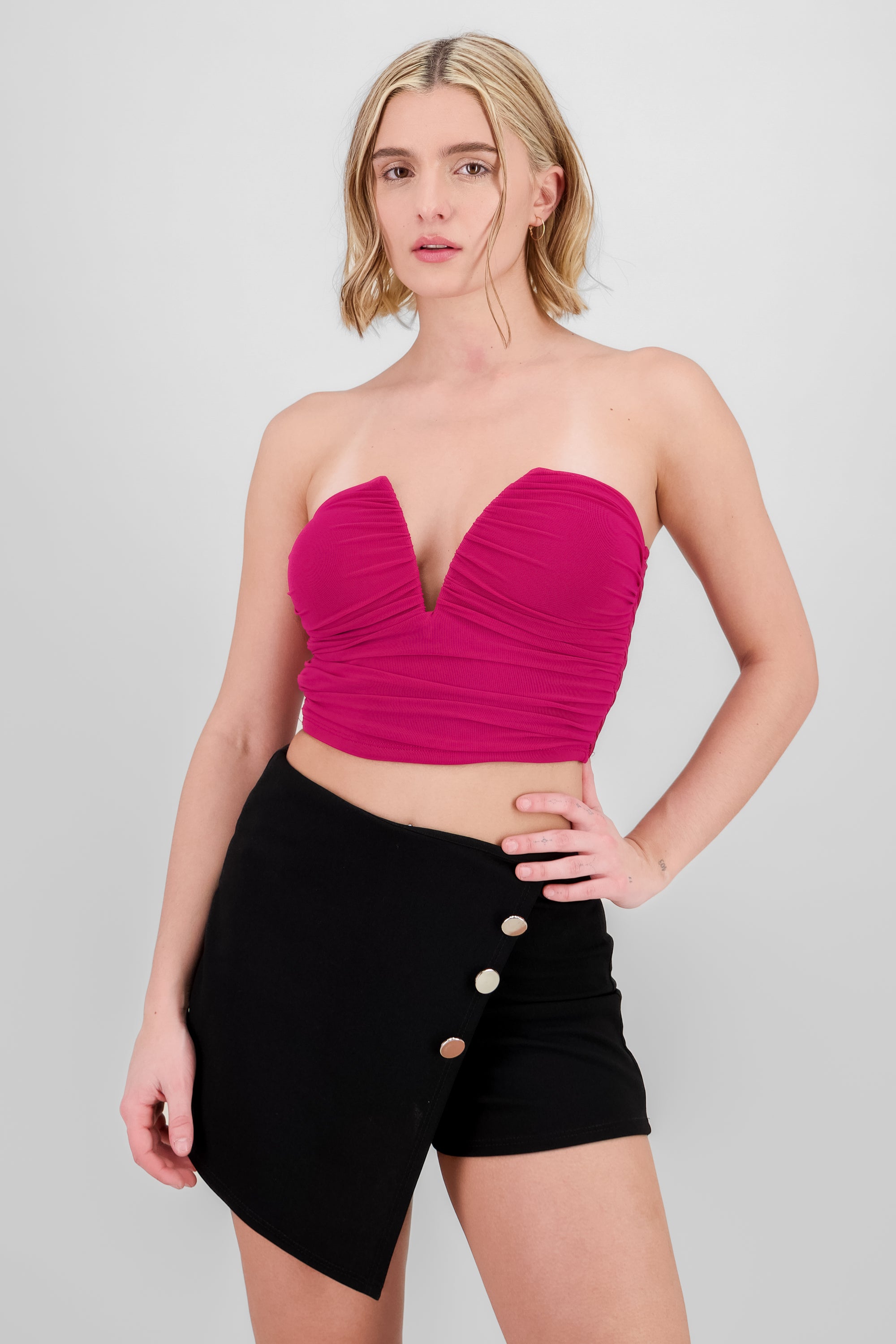 Mesh Top with eNckline RED