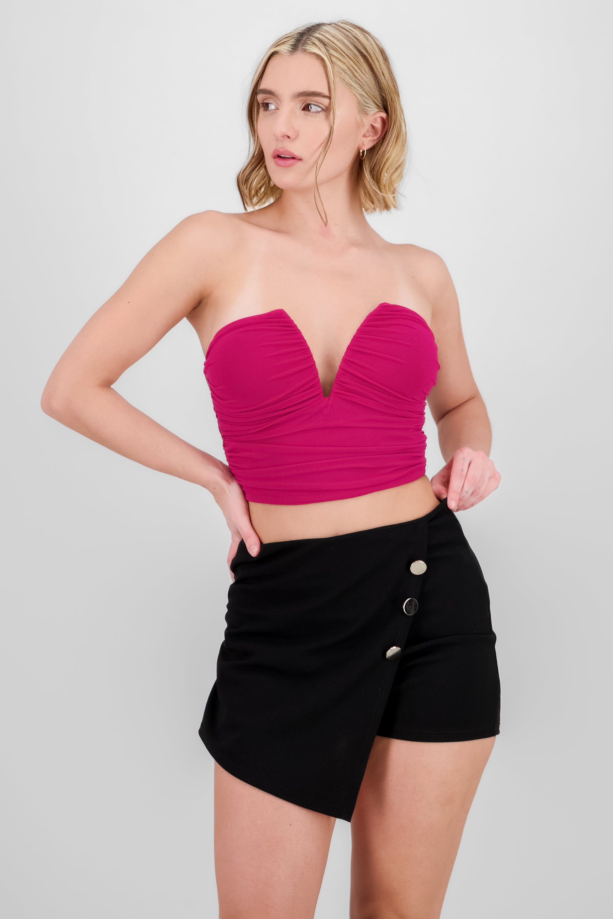 Mesh Top with eNckline RED