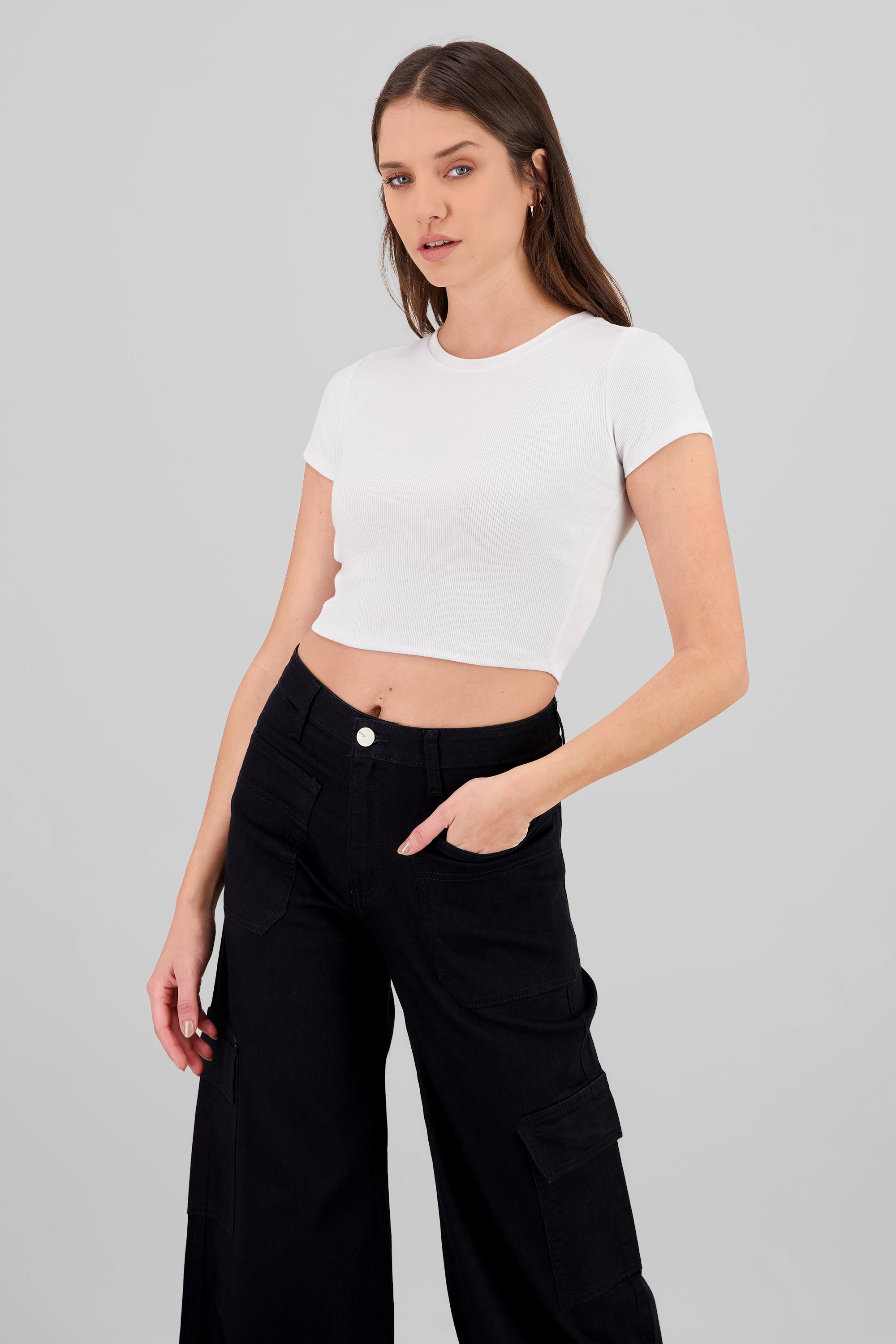 Textured Short Sleeve Top WHITE