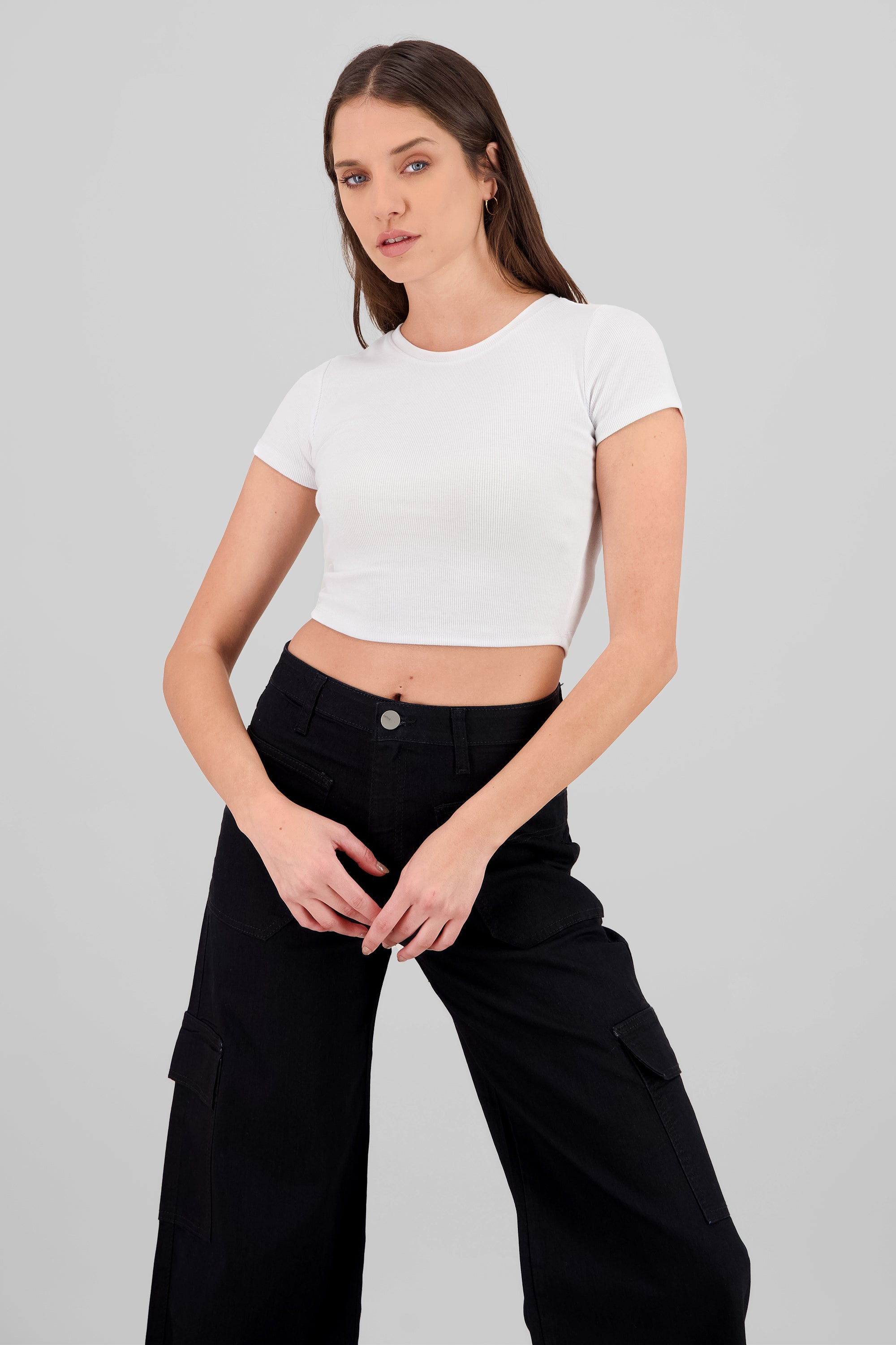 Textured Short Sleeve Top WHITE