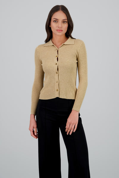 Button Detail Sweater BEIGE