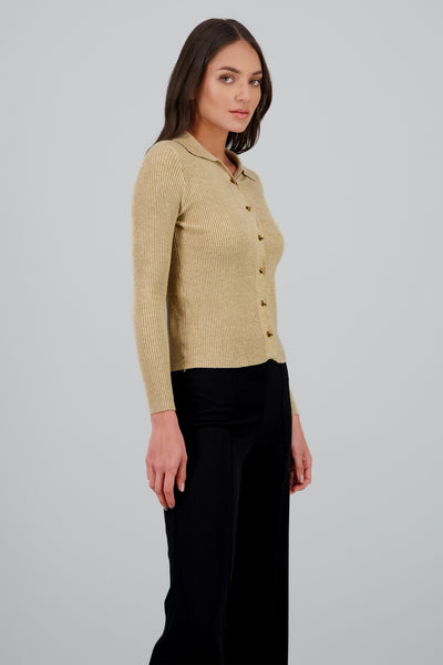 Button Detail Sweater BEIGE