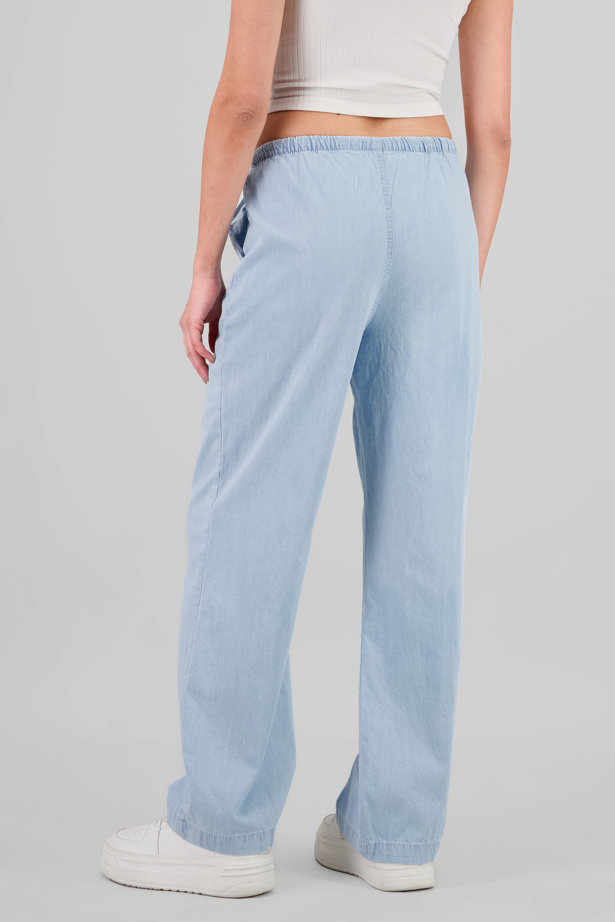 Wide Leg Pants with Drawstring LIGHT WASH