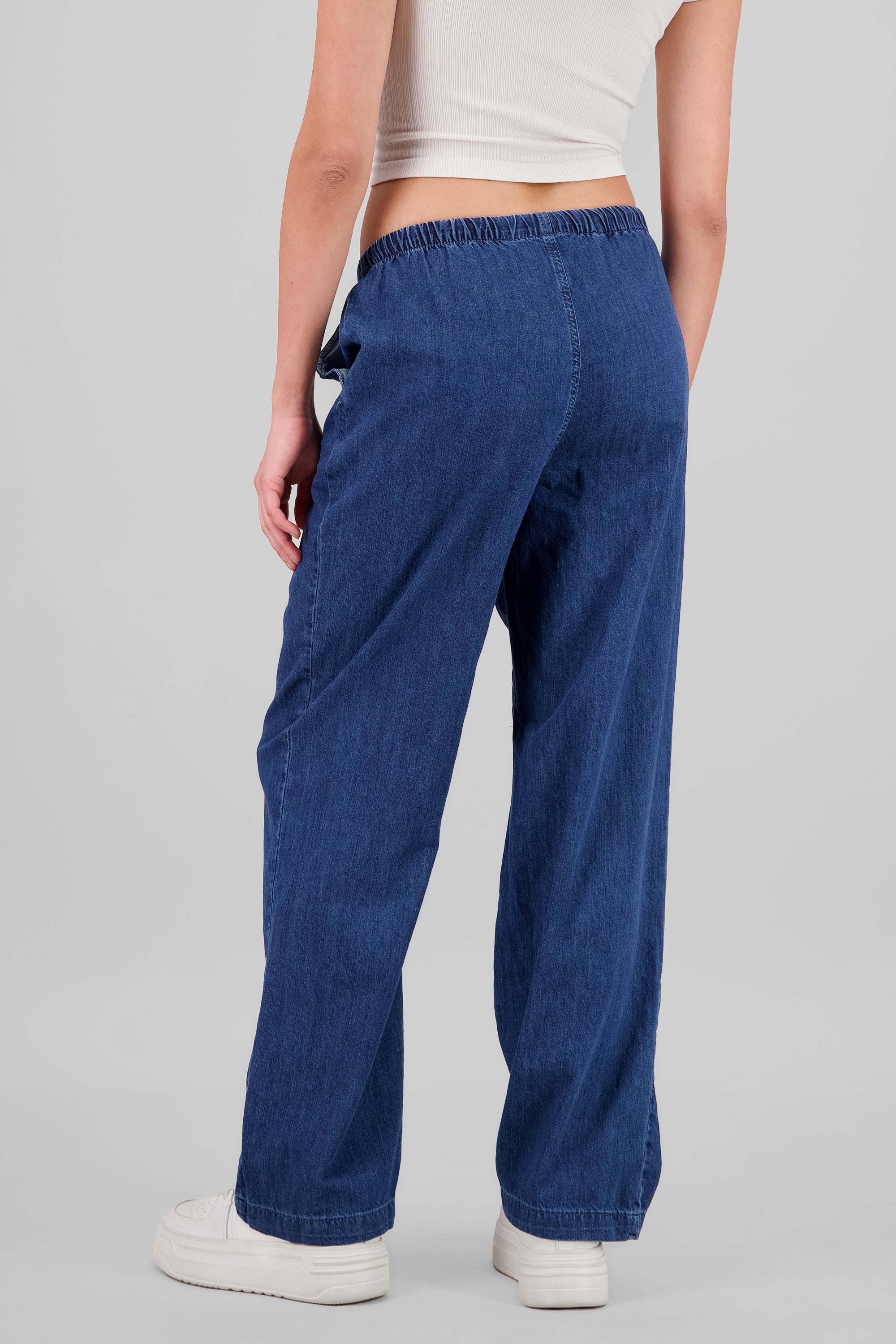 Wide Leg Pants with Drawstring MEDIUM WASH