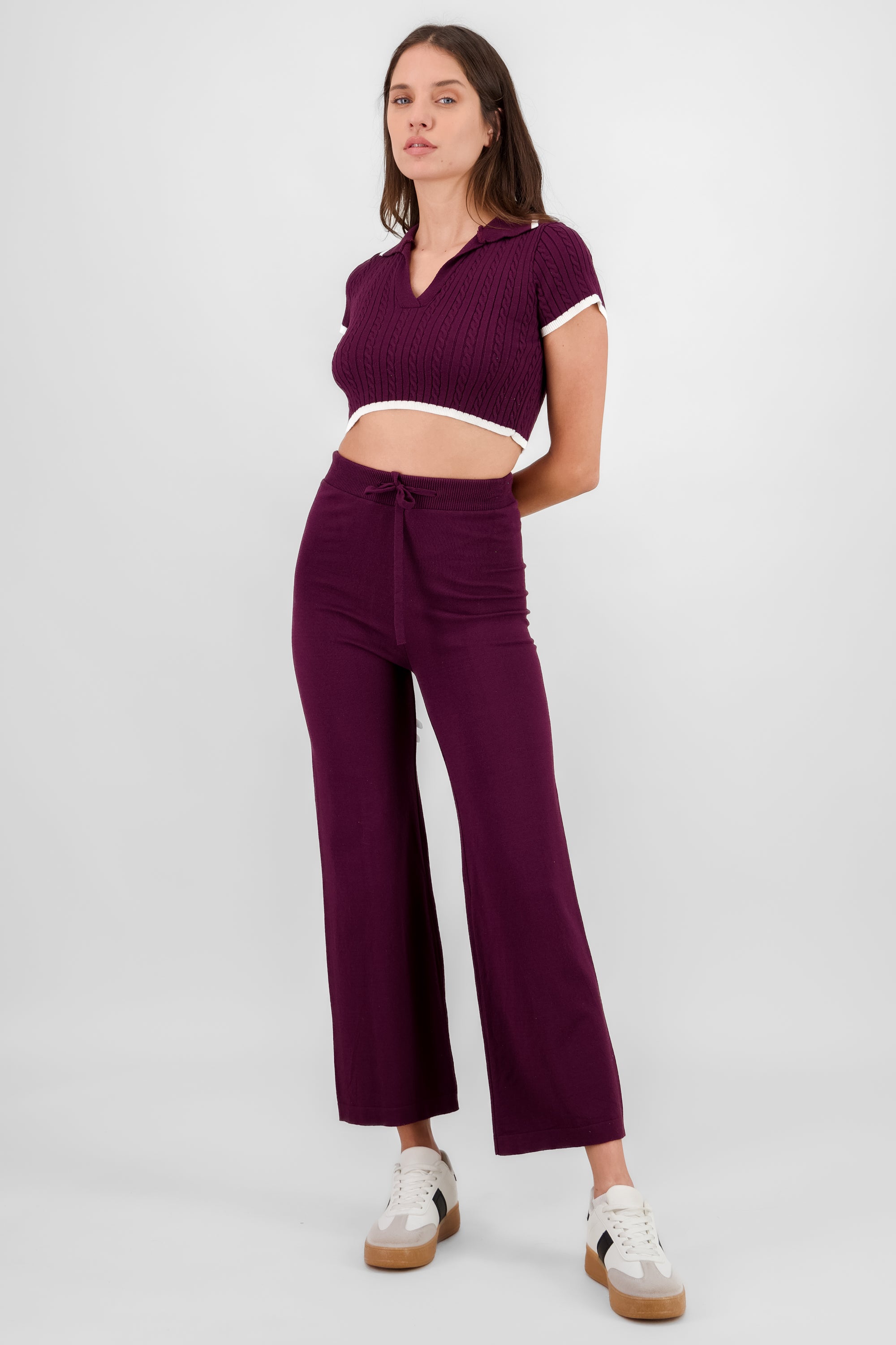 Solid Knit Pants BURGUNDY