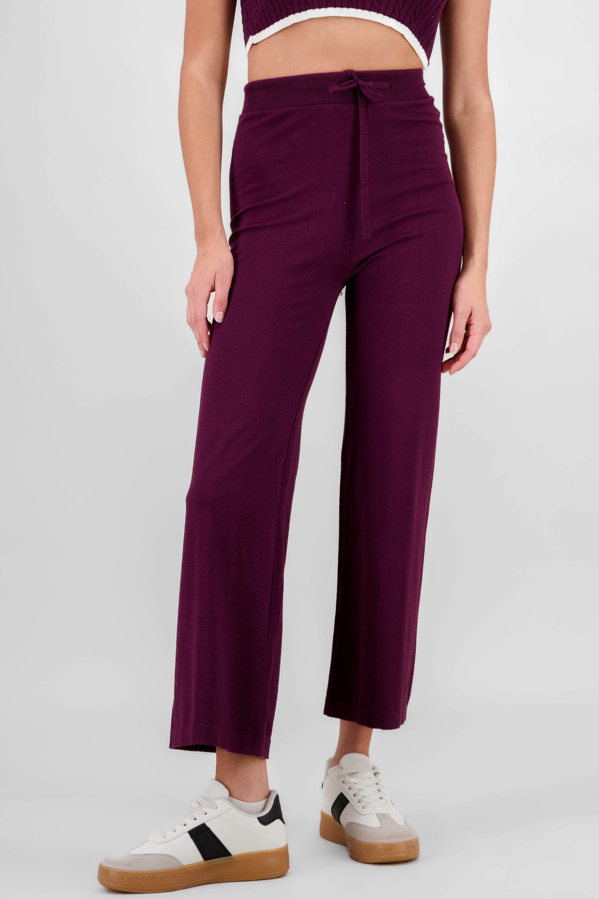 Solid Knit Pants BURGUNDY