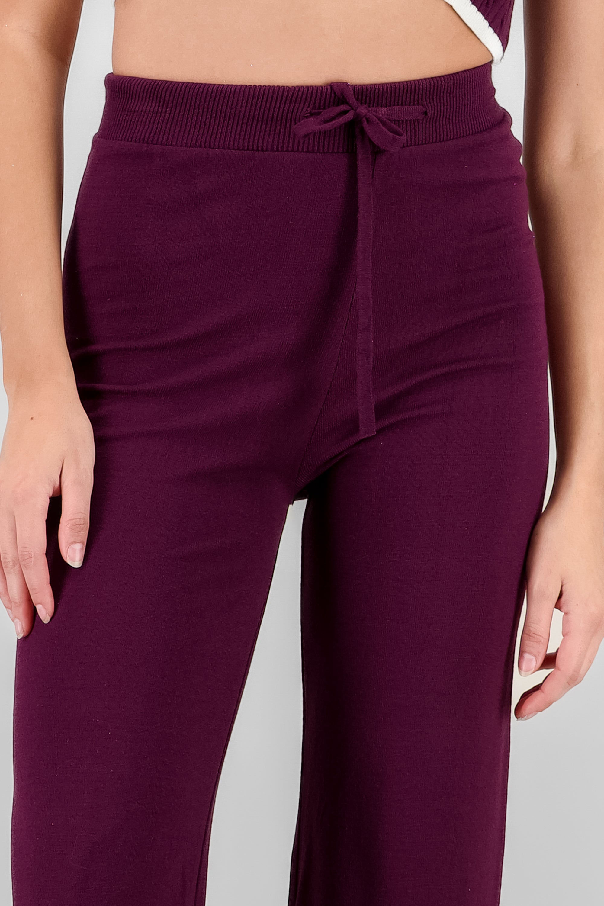 Solid Knit Pants BURGUNDY