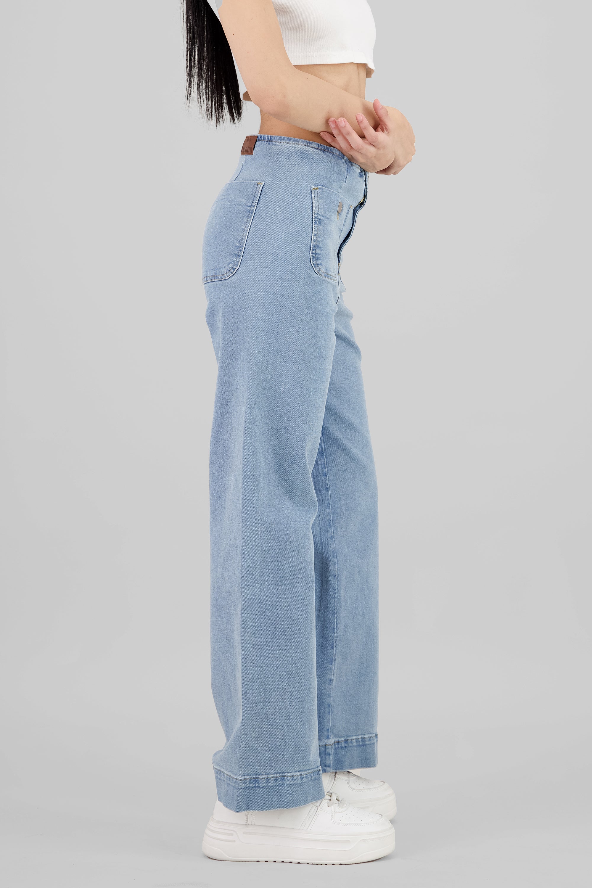 Front Pockets Wide Leg Jeans LIGHT WASH