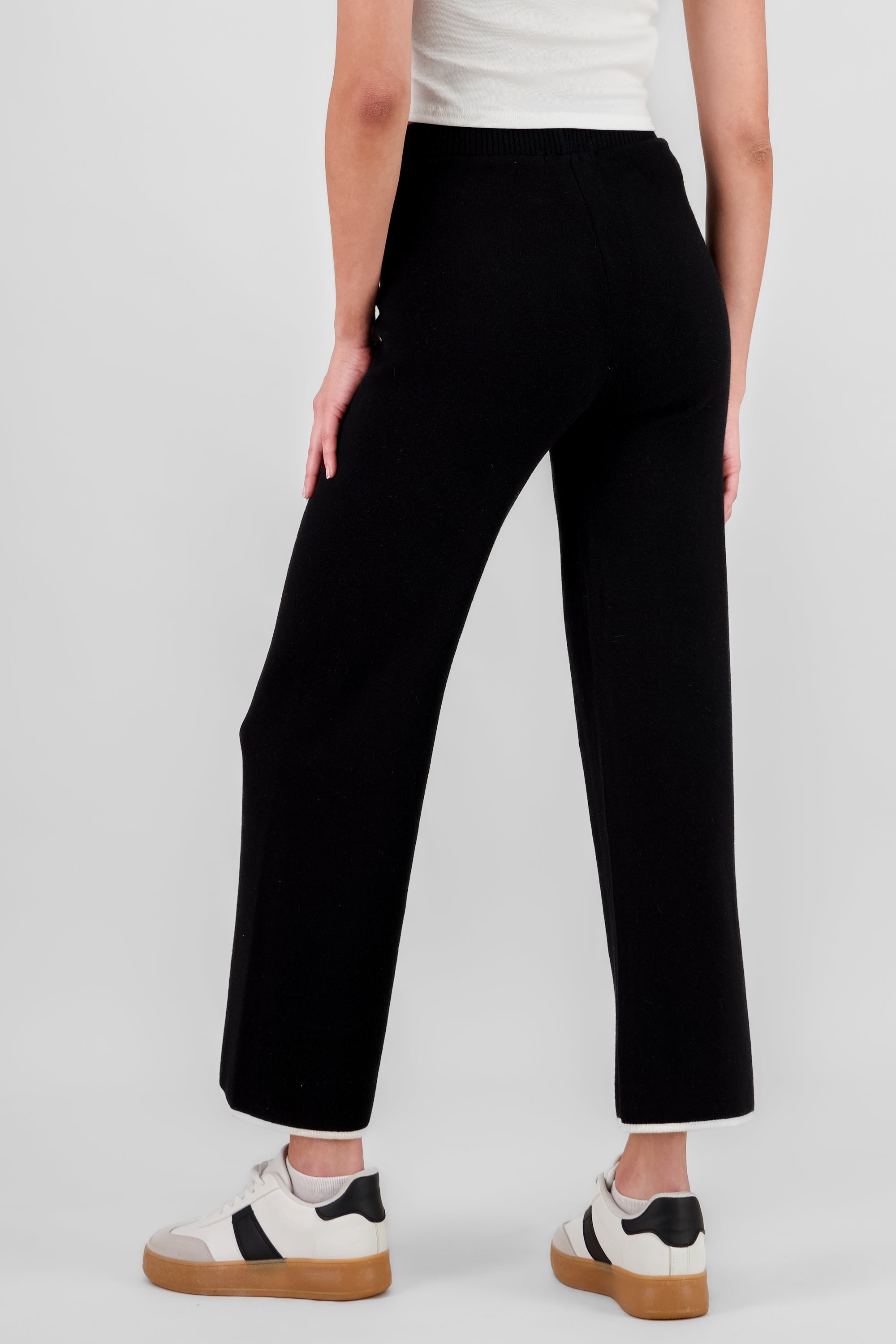 Wide Leg Knit Pants BLACK