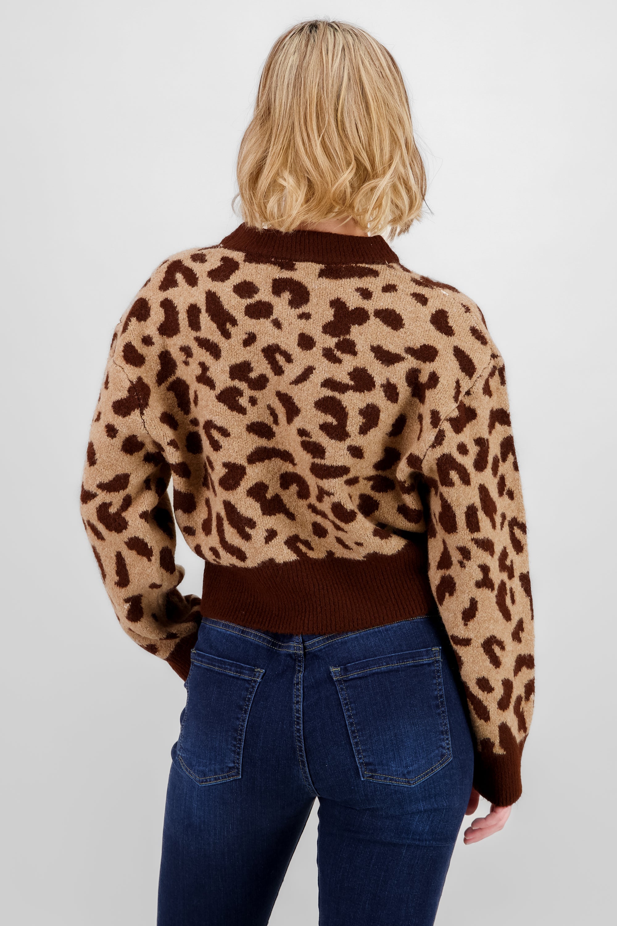 Soft Animal Print Sweater BROWN COMBO