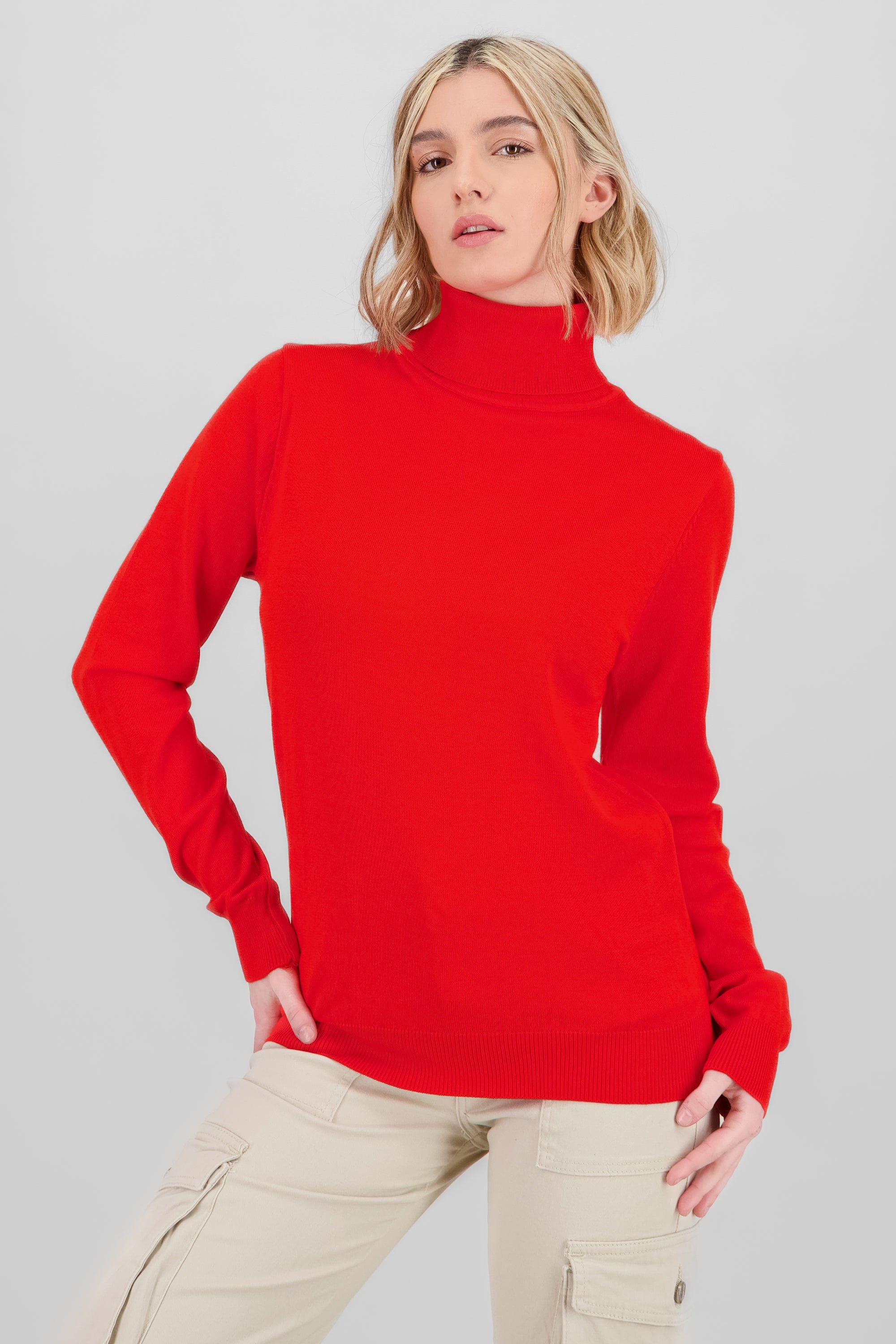 High Neck Soft Touch Sweater RED