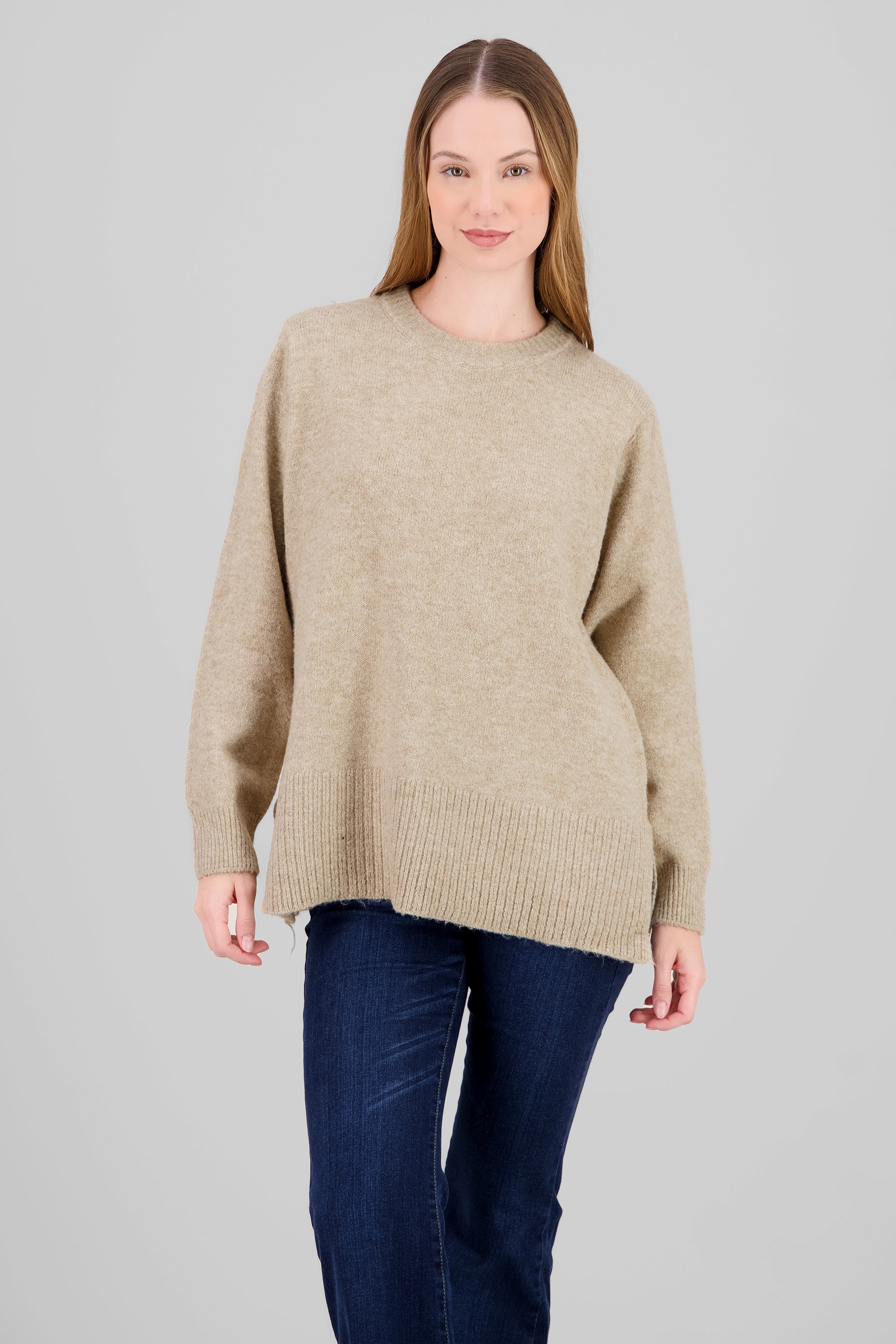 Oversized Round Neck Sweater TAUPE