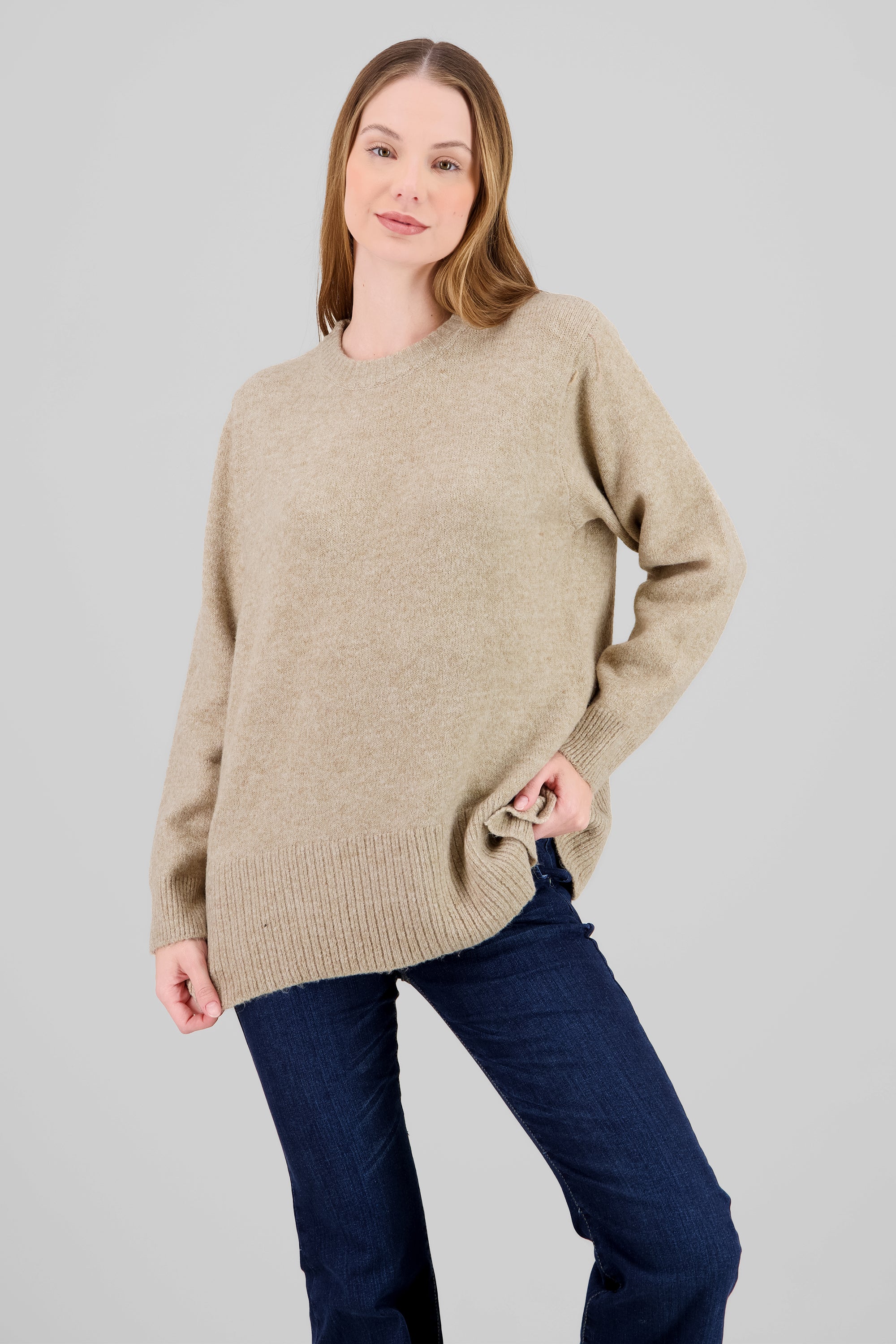 Oversized Round Neck Sweater TAUPE