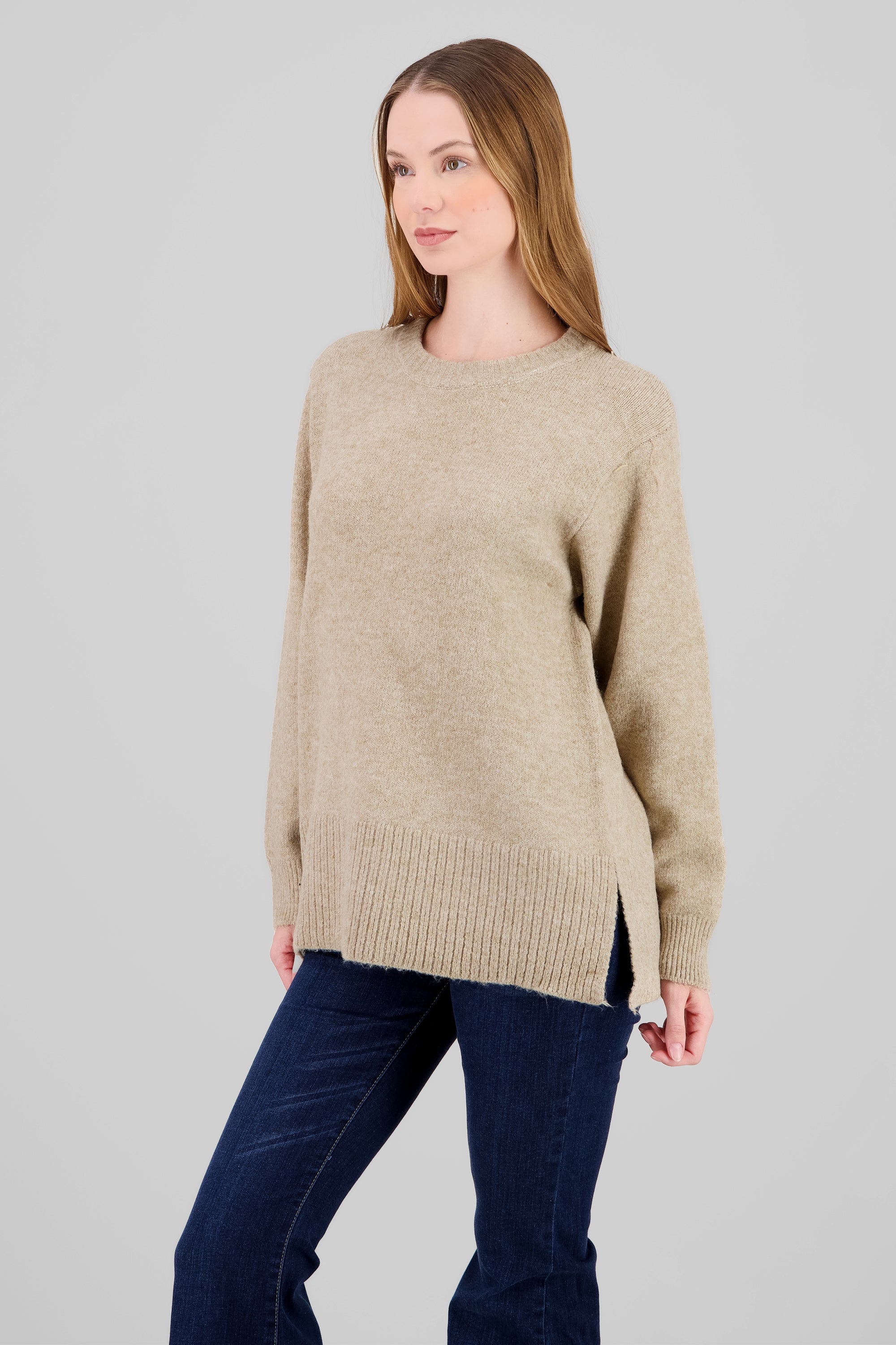 Oversized Round Neck Sweater TAUPE