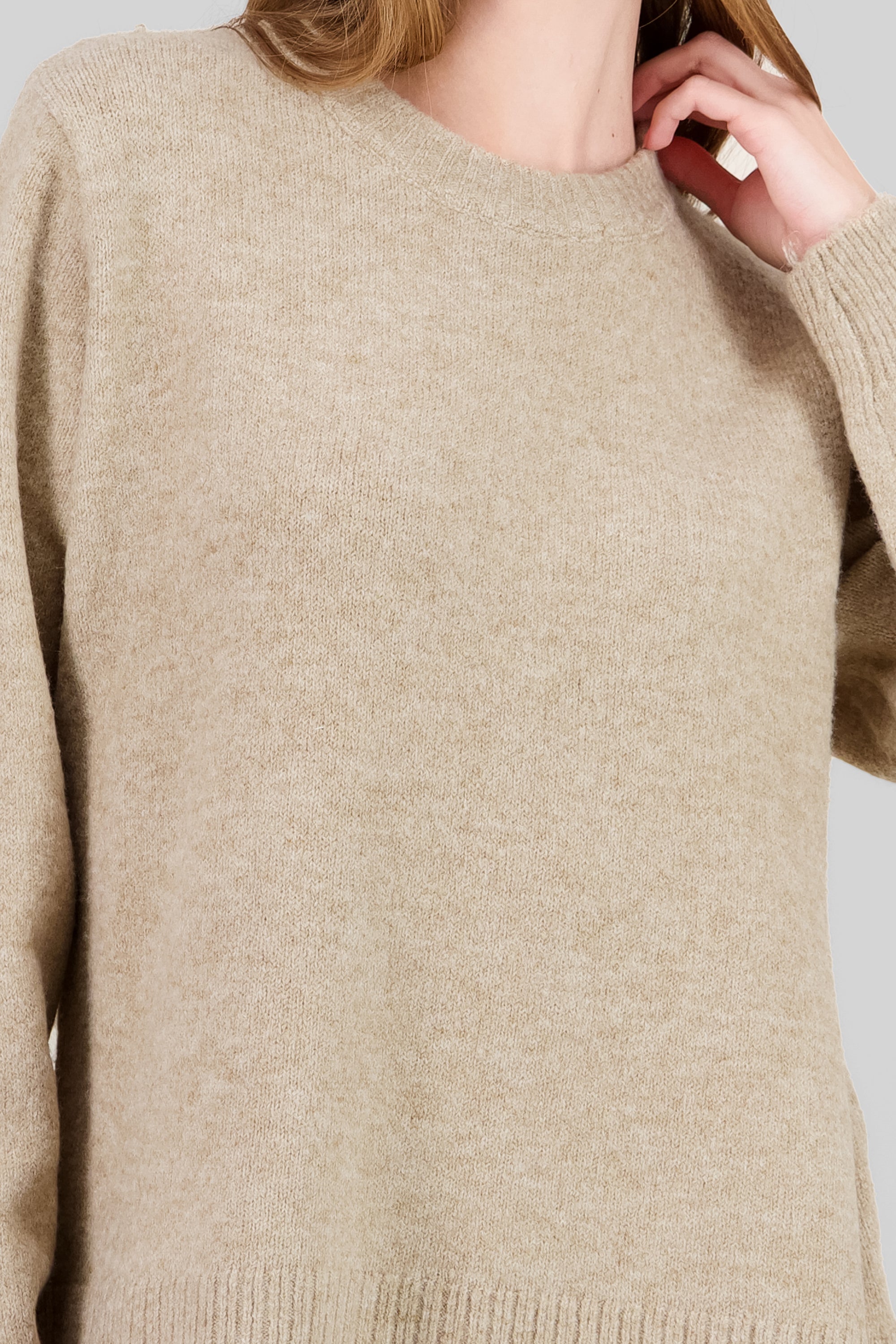 Oversized Round Neck Sweater TAUPE