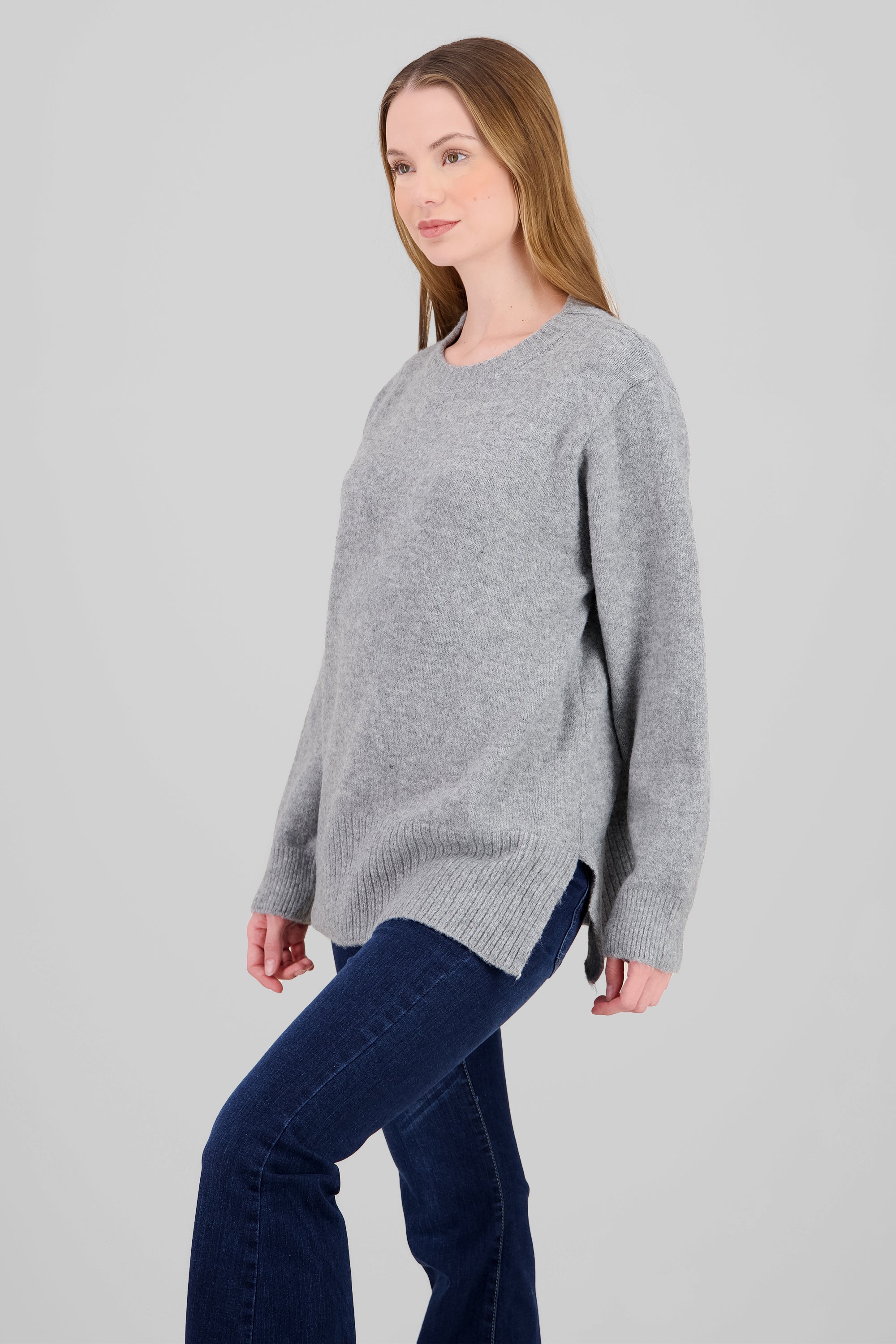 Oversized Round Neck Sweater GRAY