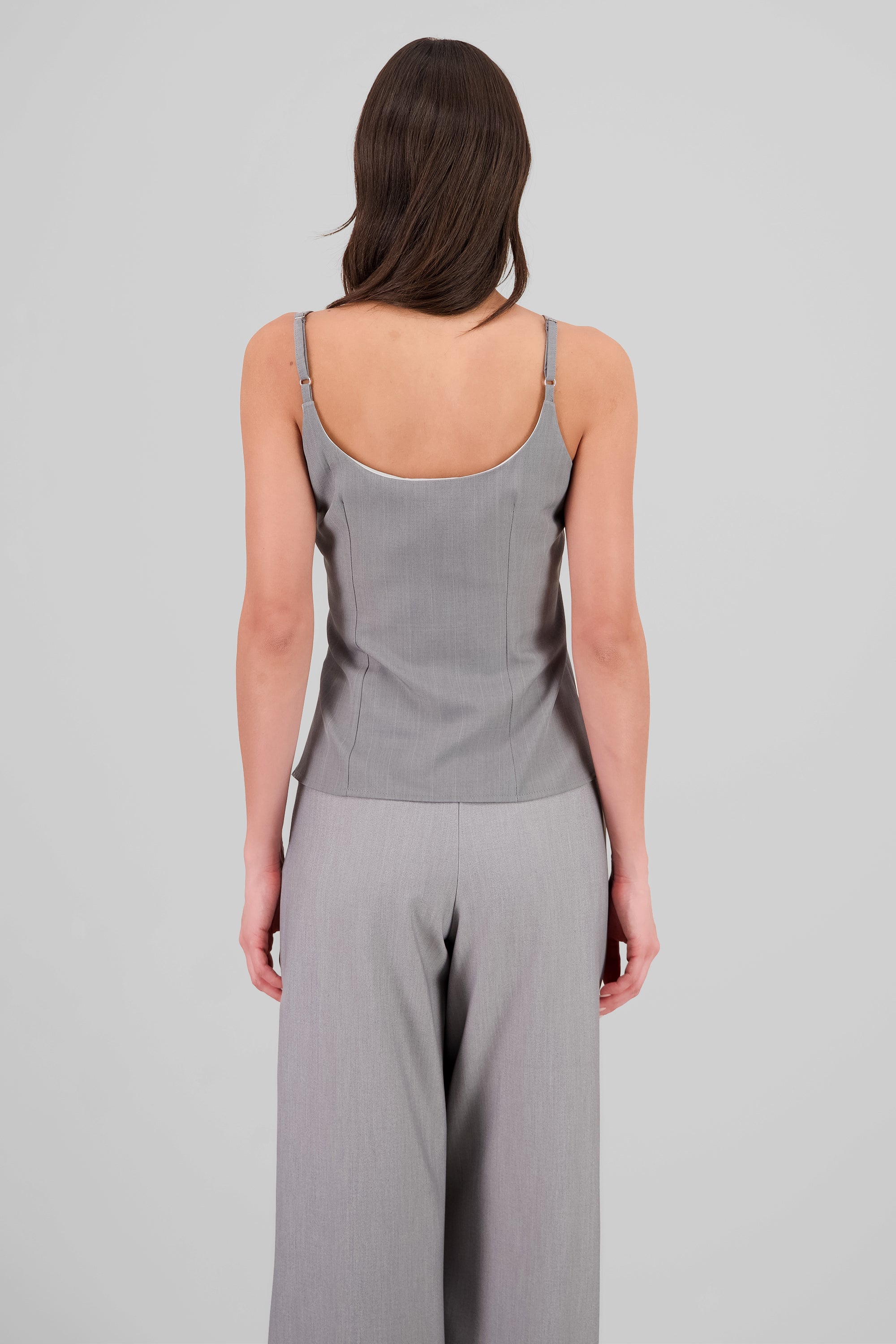 Cutout Detail Strappy Blouse GRAY COMBO