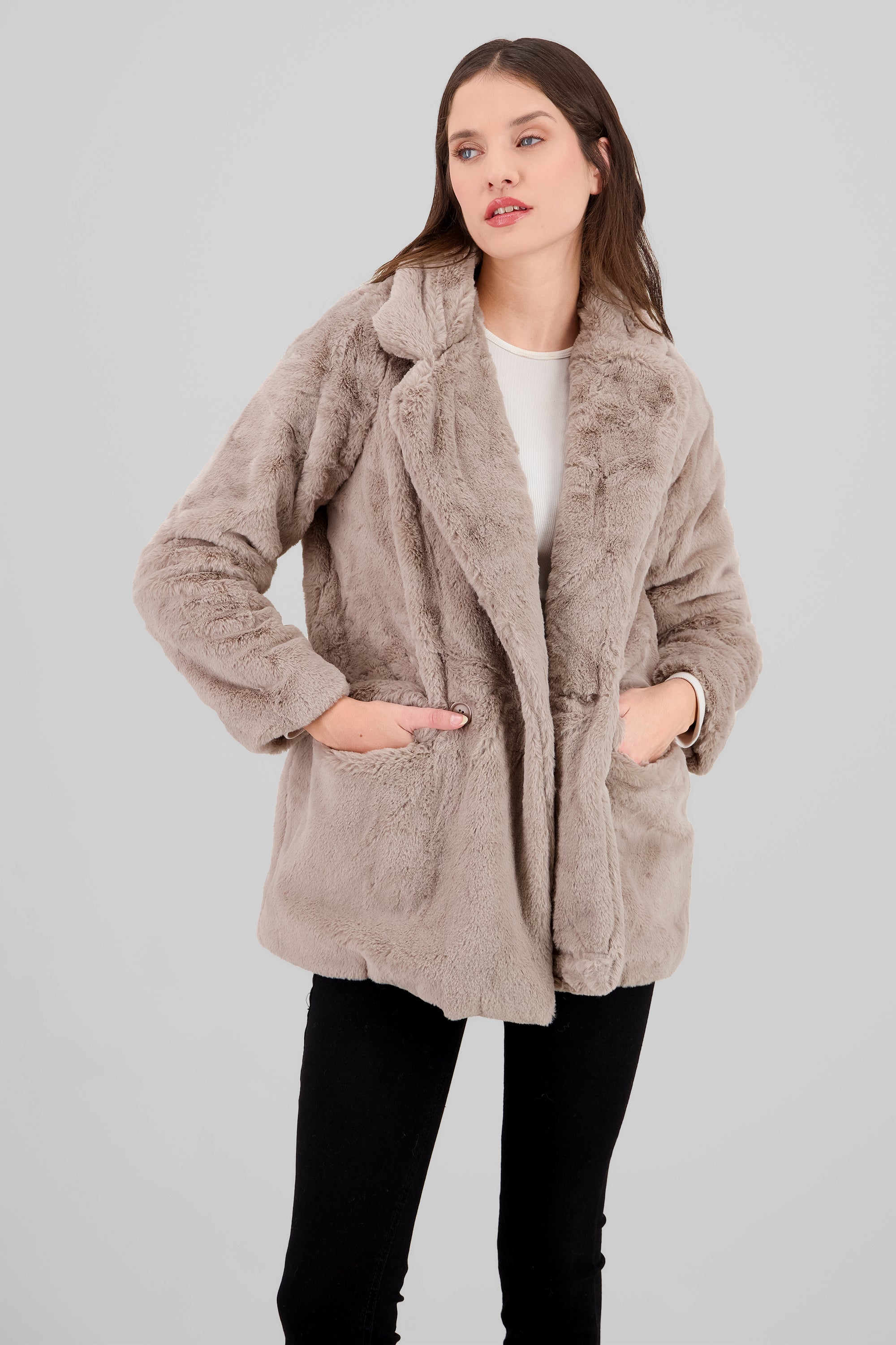 Long Fur Coat GRAY