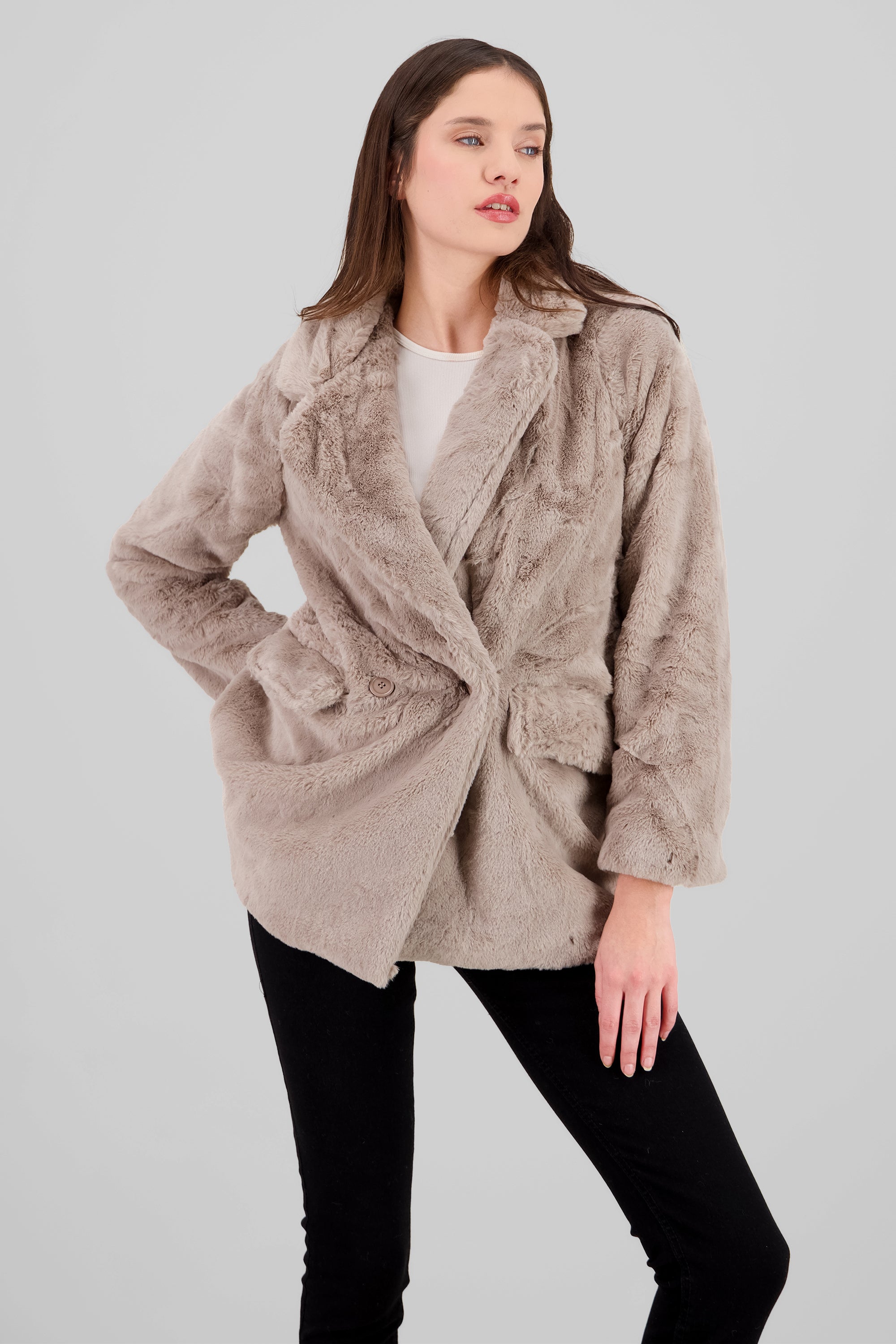 Long Fur Coat GRAY