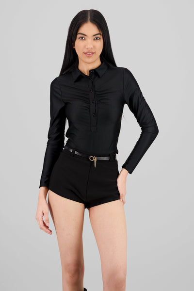 Polo Neck Bodysuit BLACK