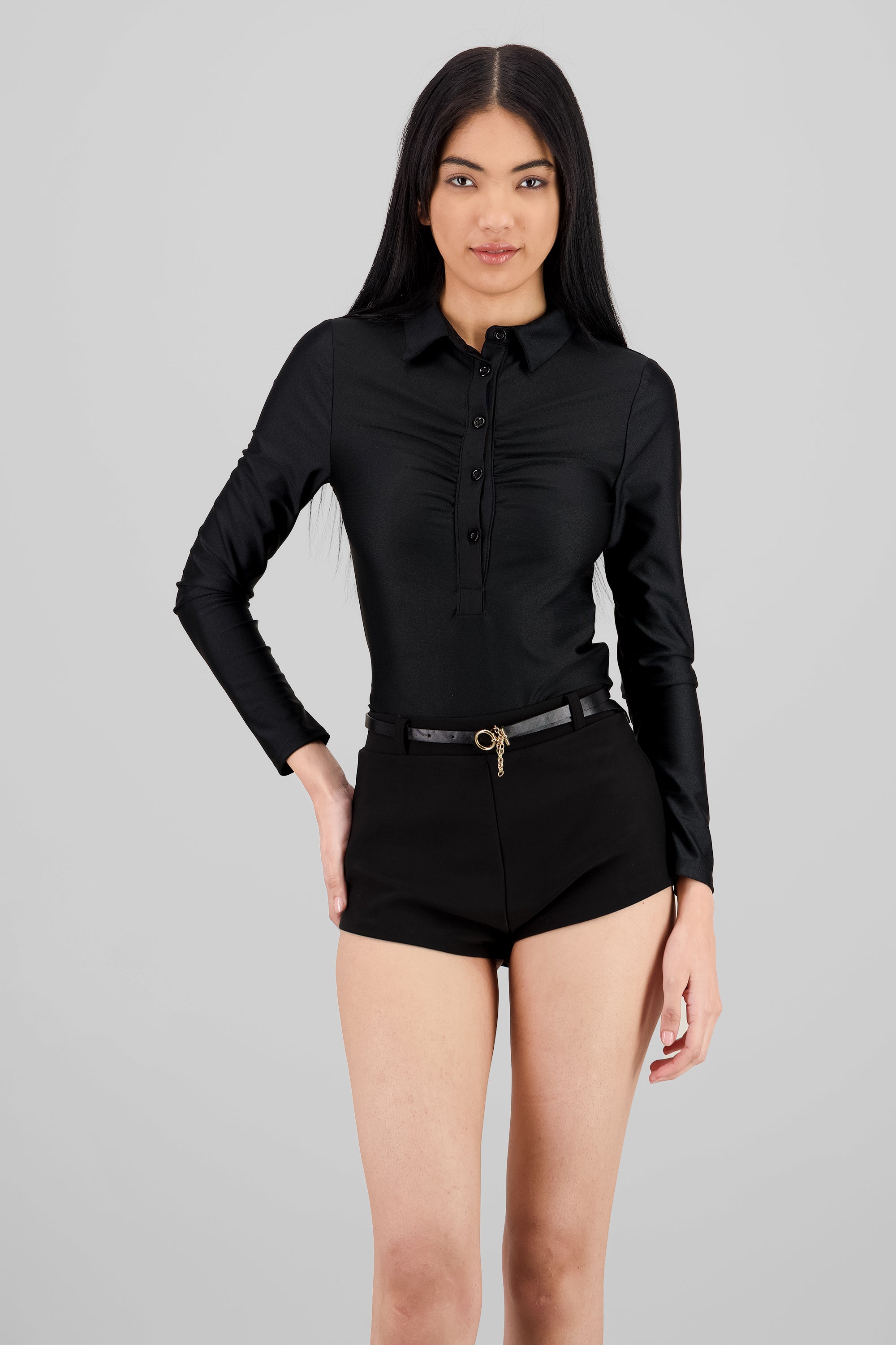 Polo Neck Bodysuit BLACK