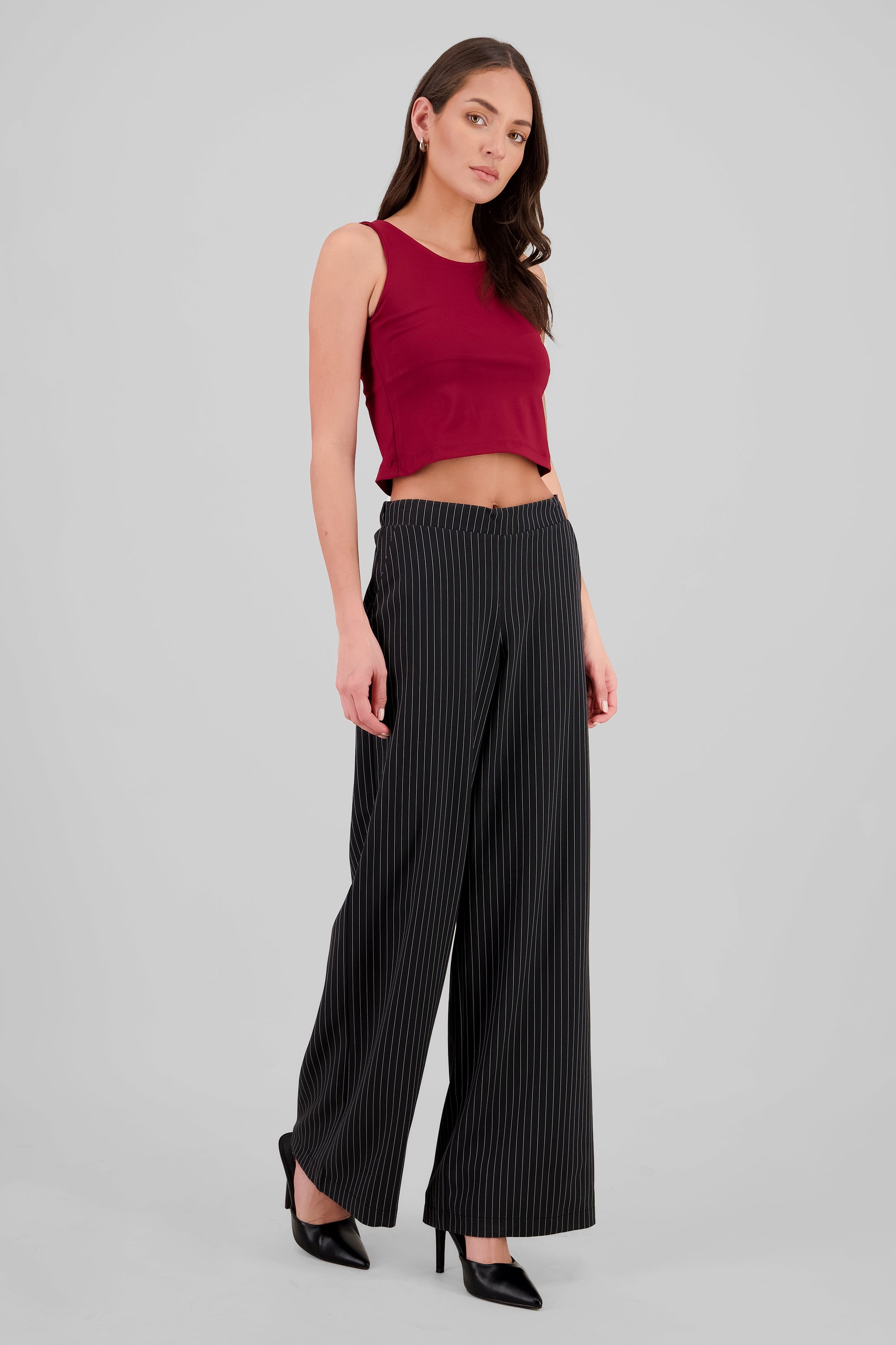 Tailored Striped Pants BLACK