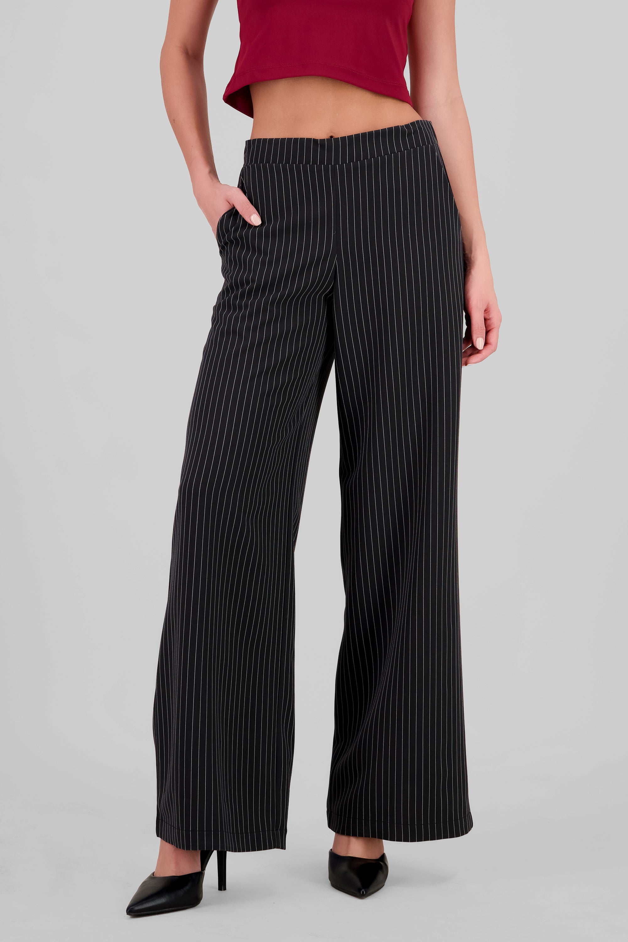 Tailored Striped Pants BLACK