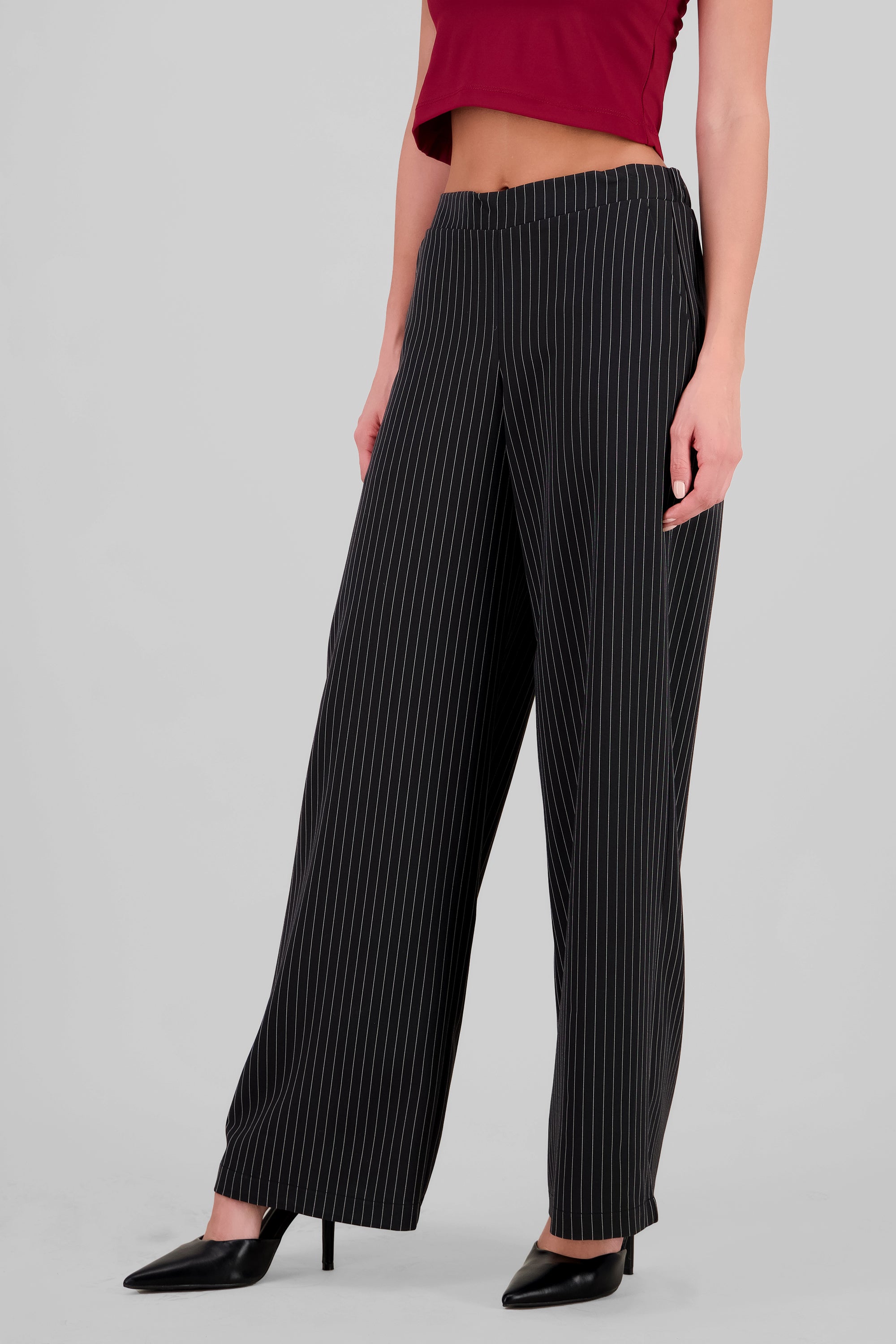 Tailored Striped Pants BLACK