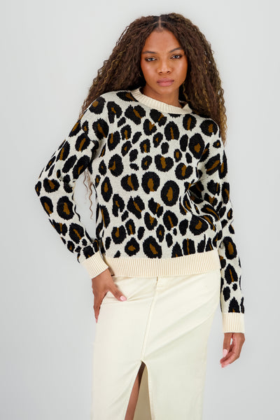 Animal Print Sweater BEIGE