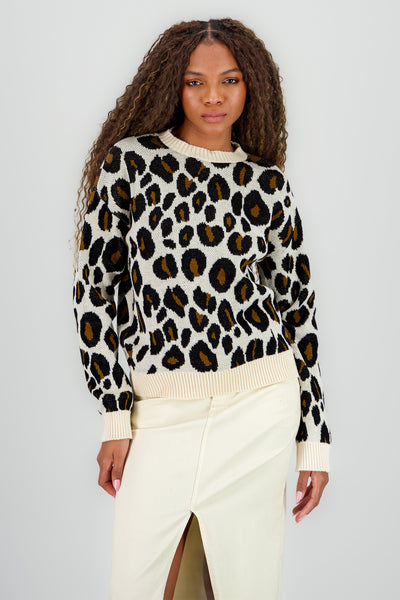 Animal Print Sweater BEIGE