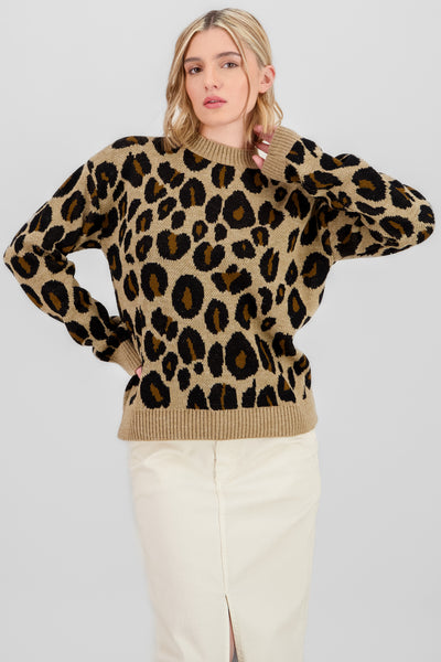 Animal Print Sweater BROWN