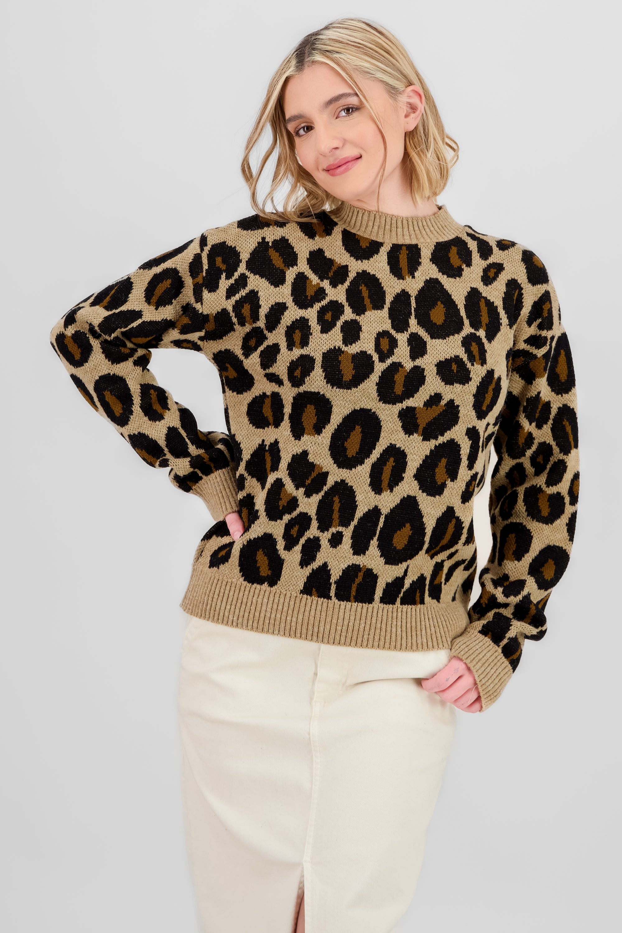 Animal Print Sweater BROWN