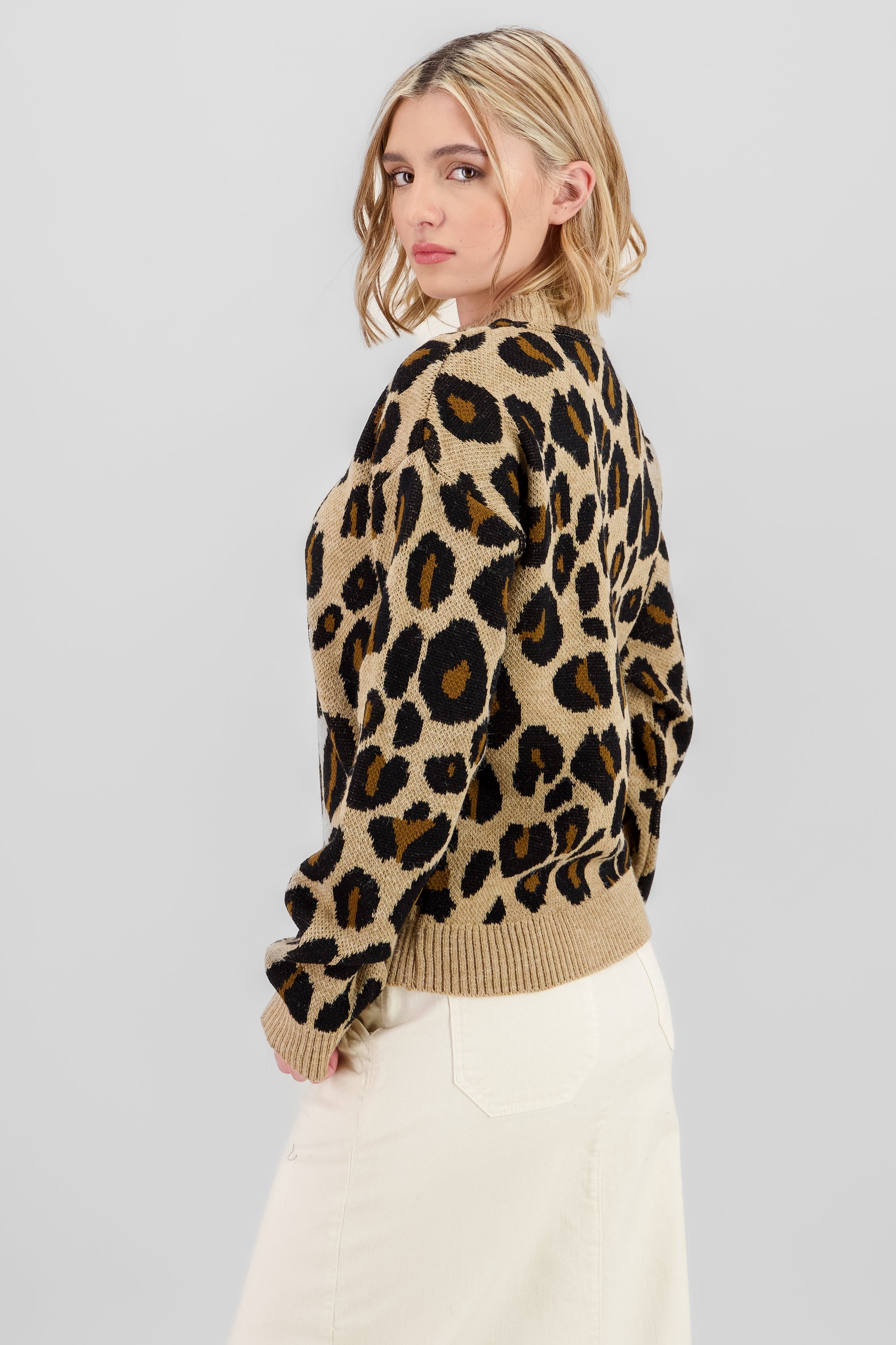 Animal Print Sweater BROWN