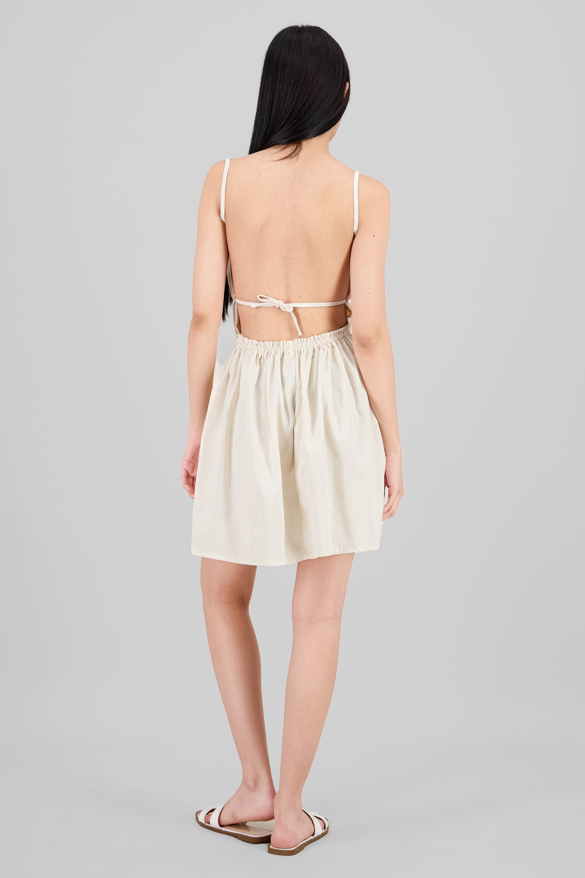 Smock Strappy Mini Dress IVORY