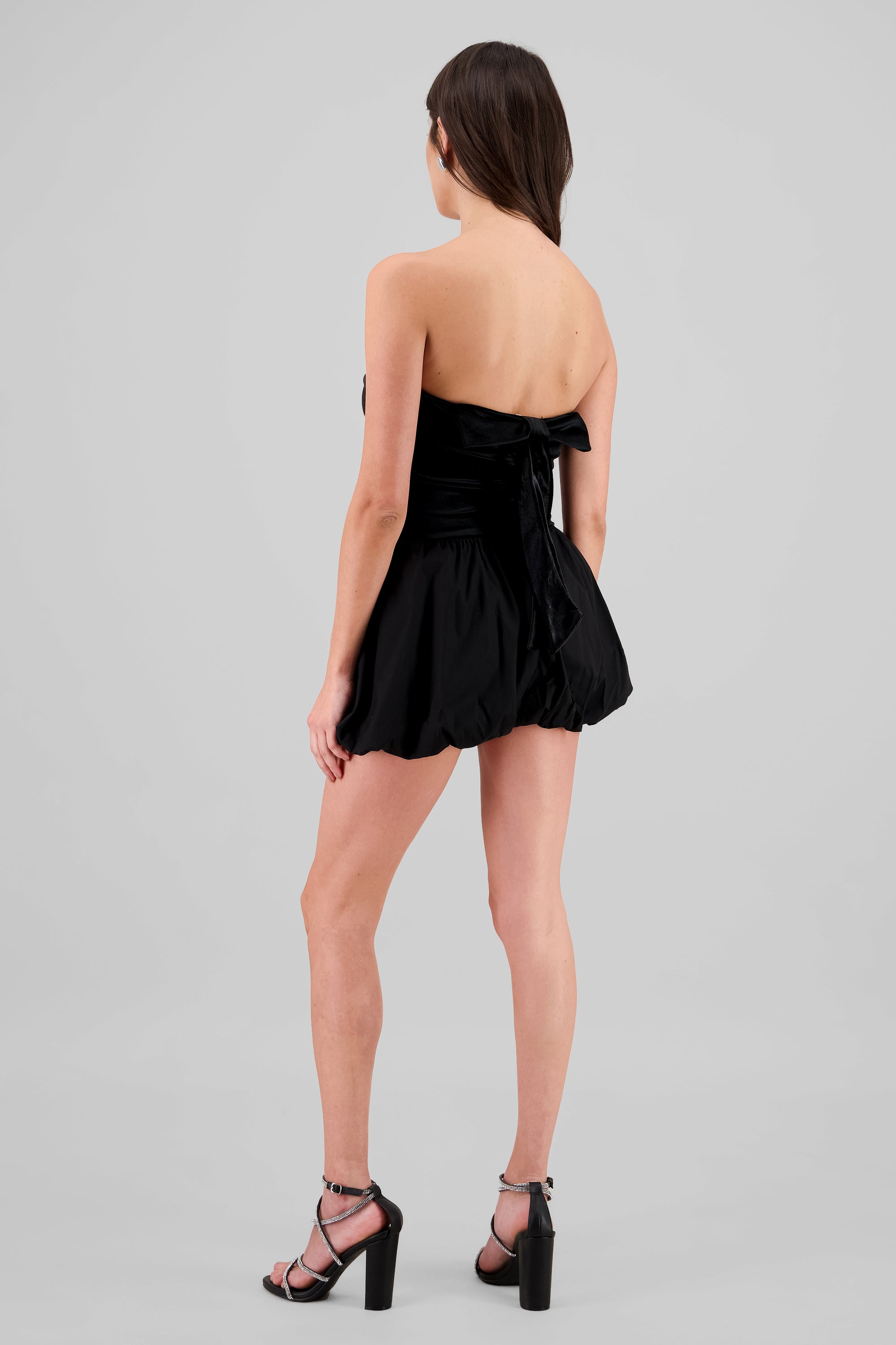 Velvet Bubble Mini Dress BLACK