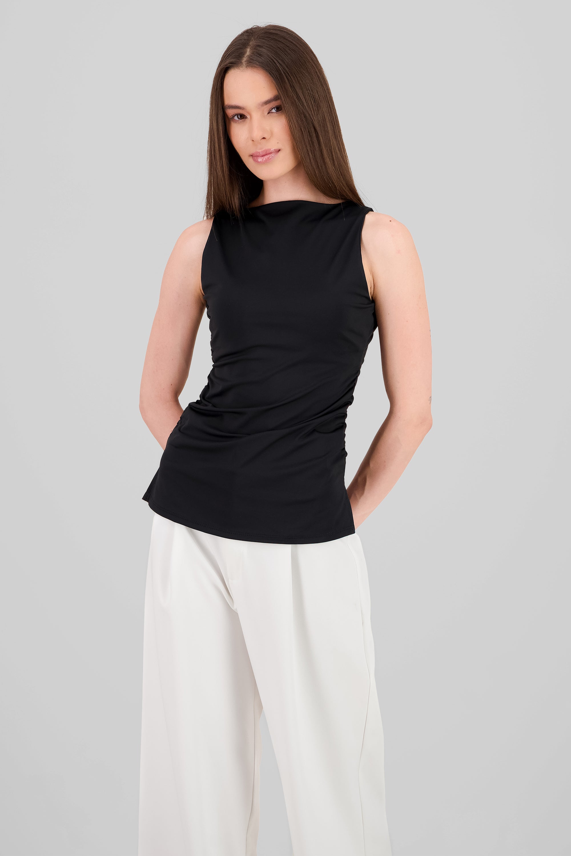 Side Pleated Top BLACK