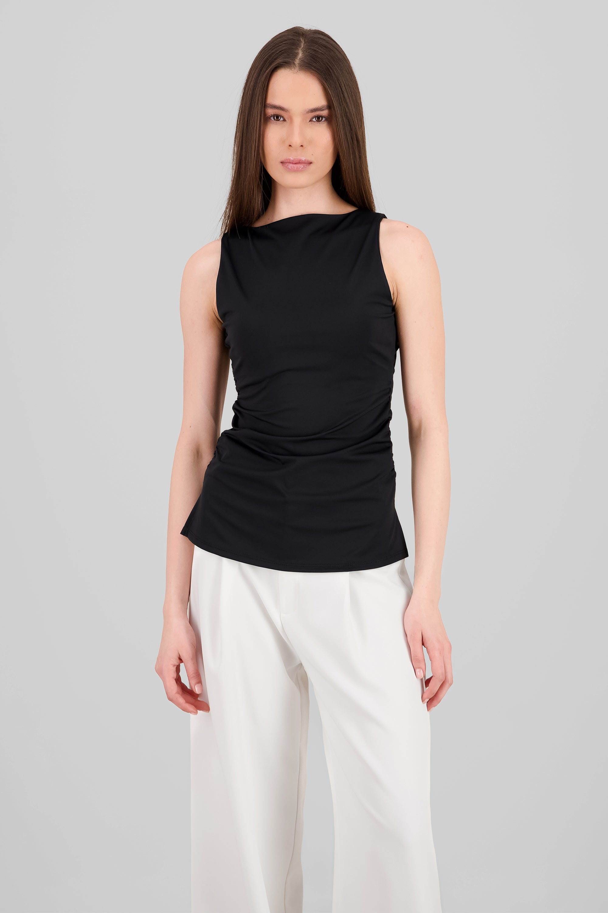 Side Pleated Top BLACK