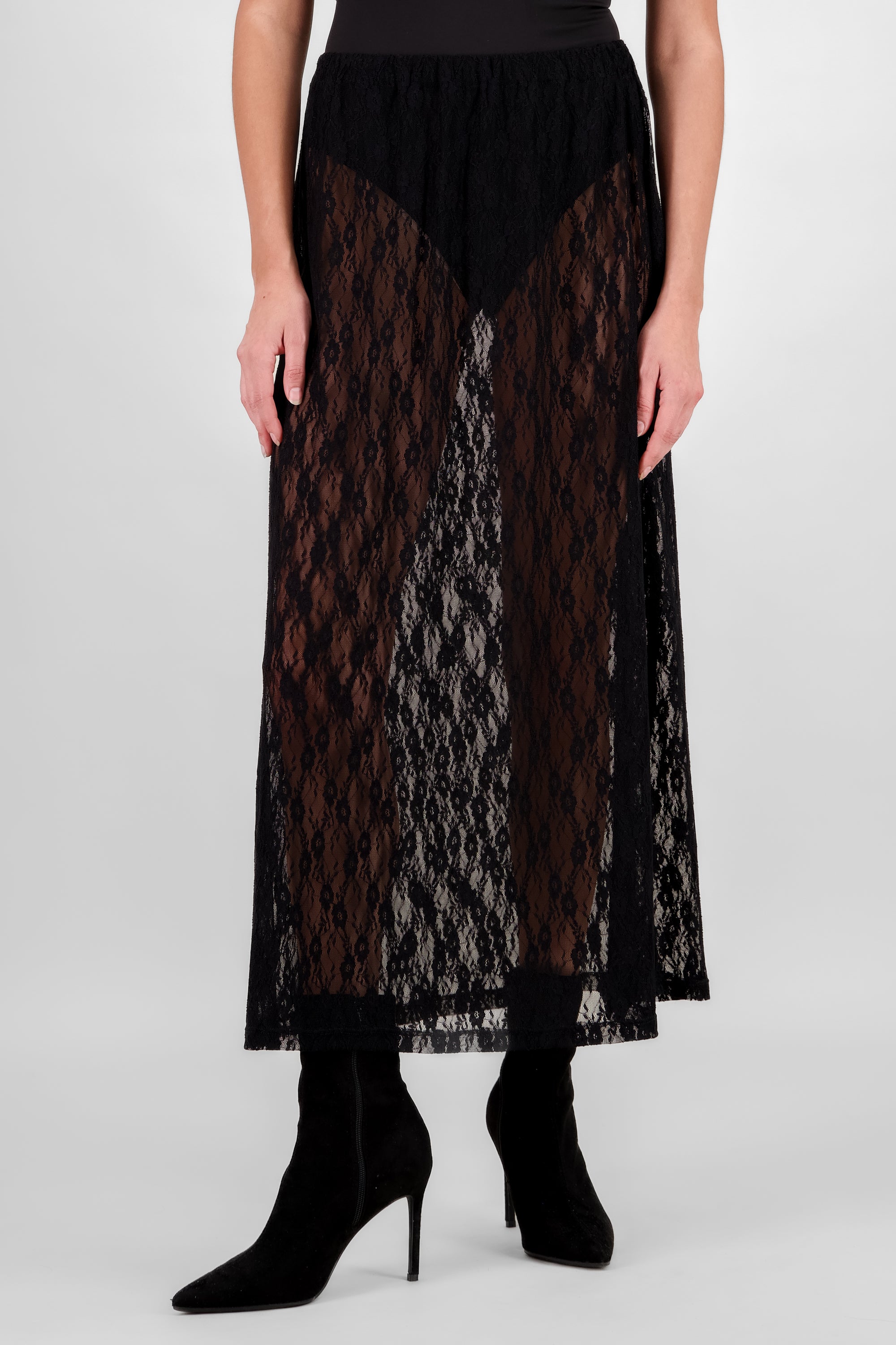 Wide Lace Skirt BLACK