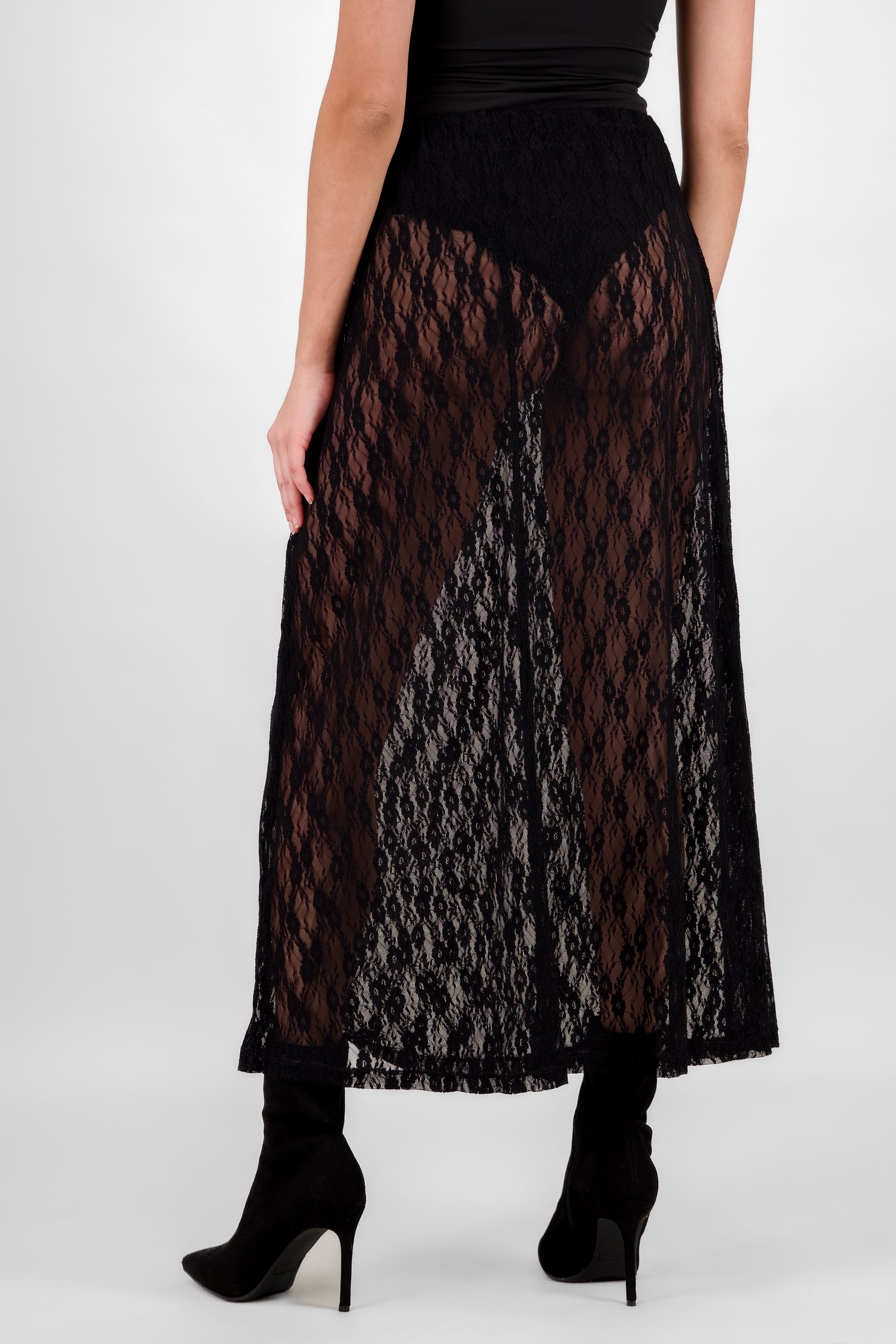 Wide Lace Skirt BLACK