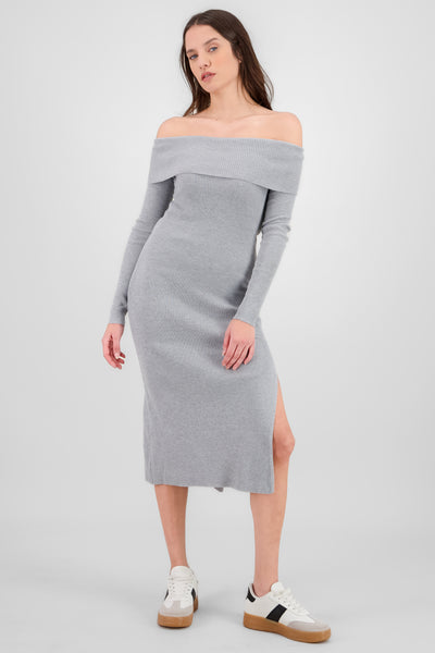 Off Shoulder Maxi Dress HEATHER GRAY