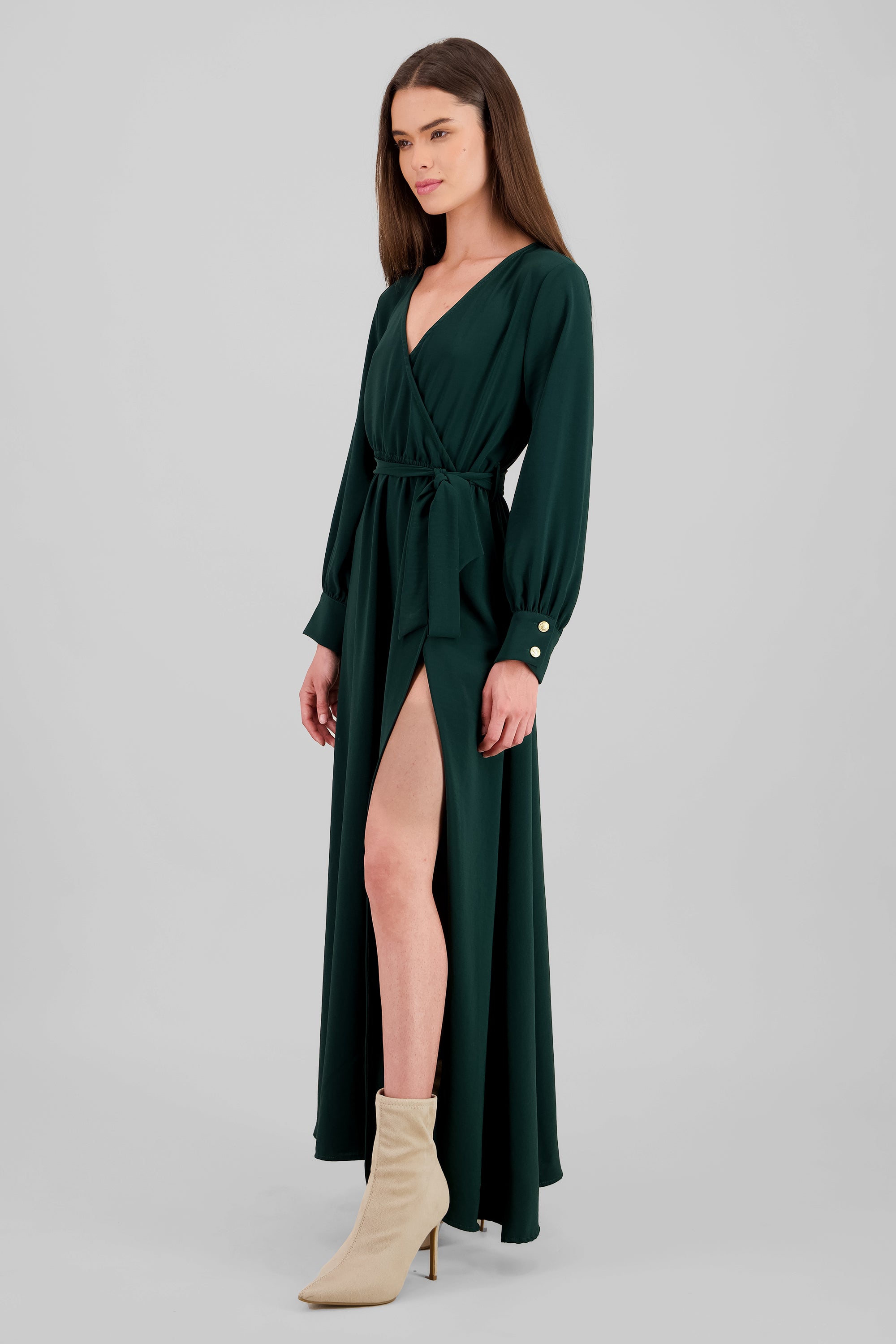 Long Sleeve Maxi Dress HUNTER GREEN