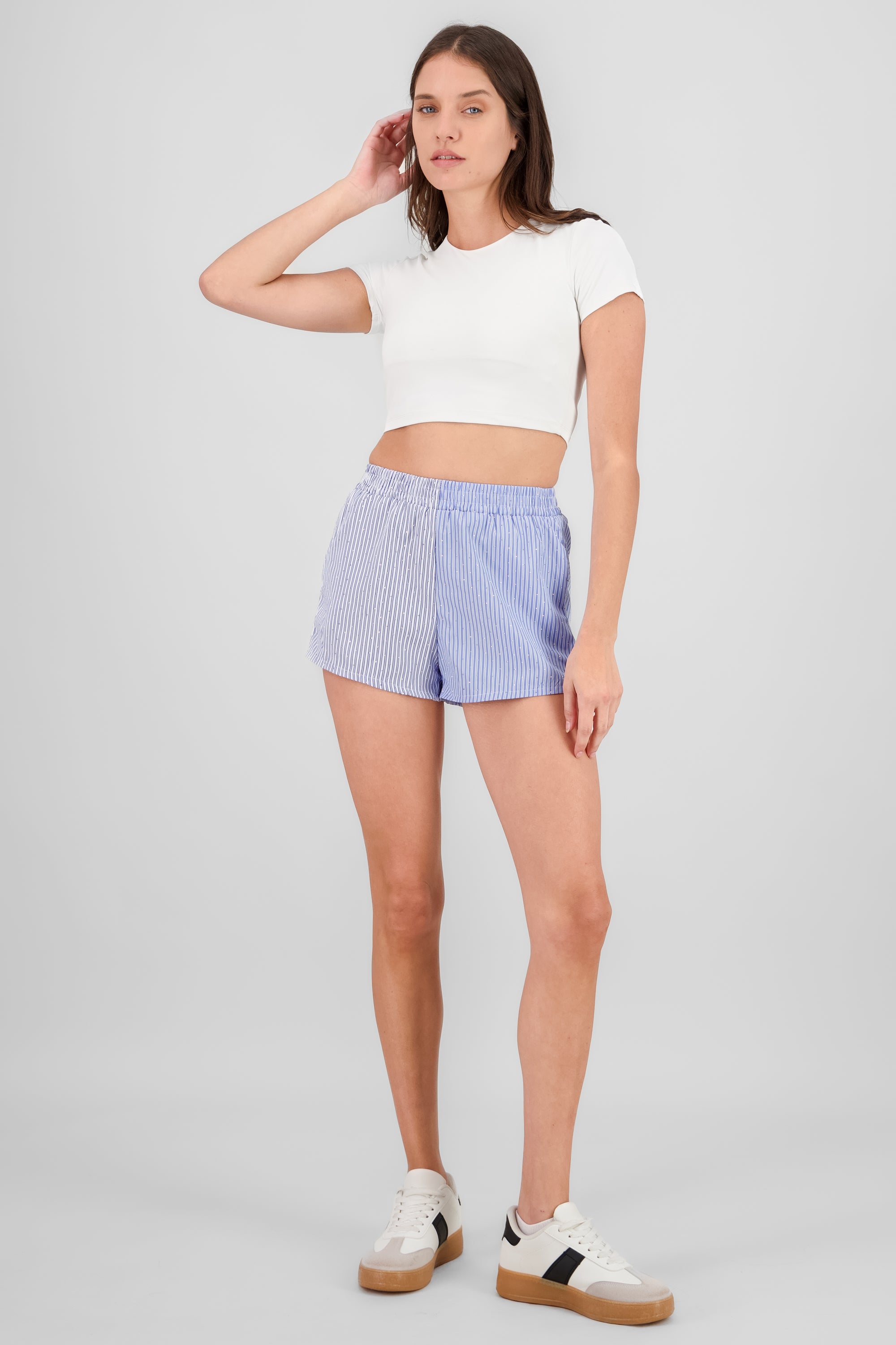 Striped Shorts with Rhinestones BLUE