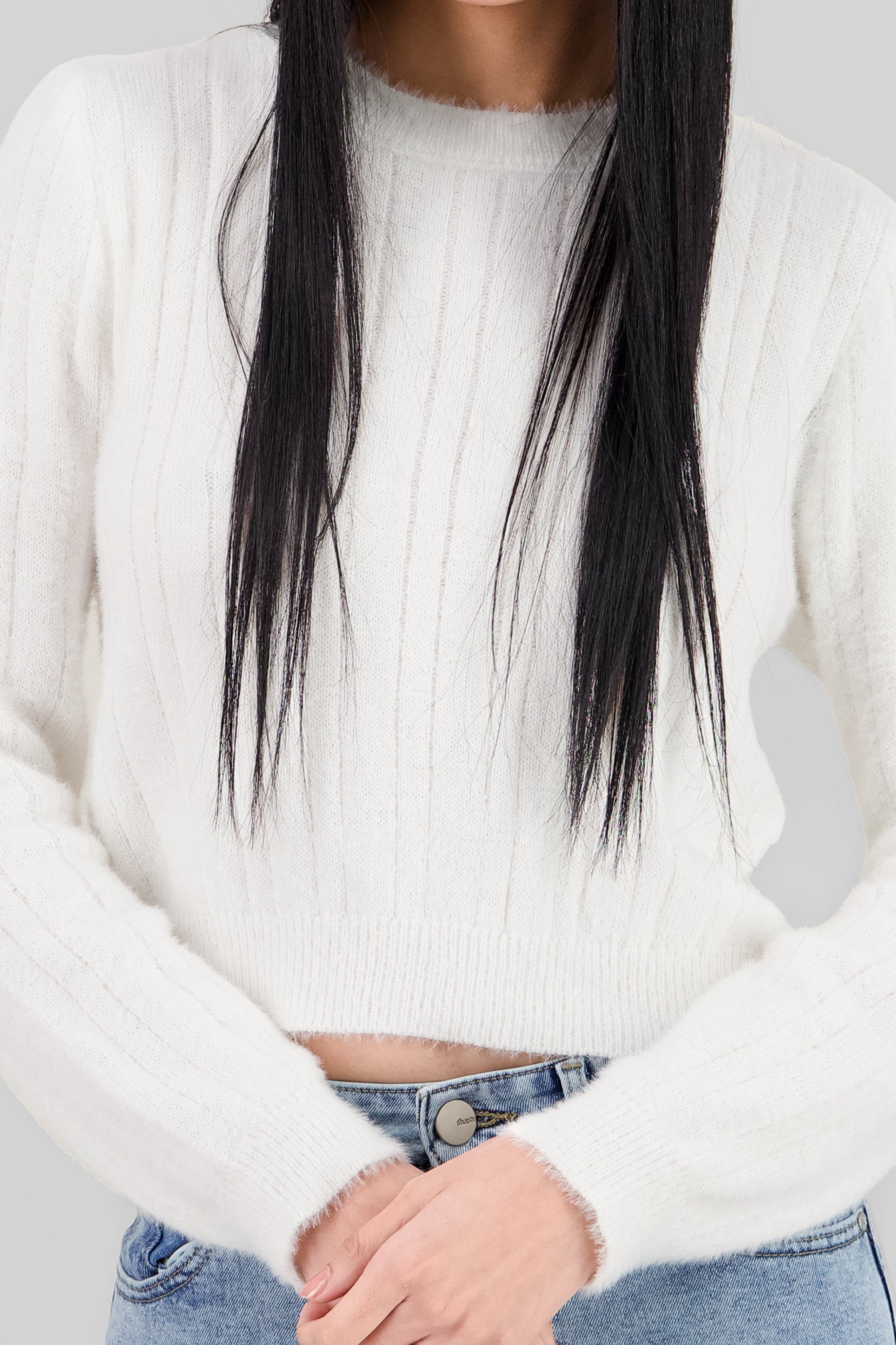 Oversized Solid Sweater WHITE